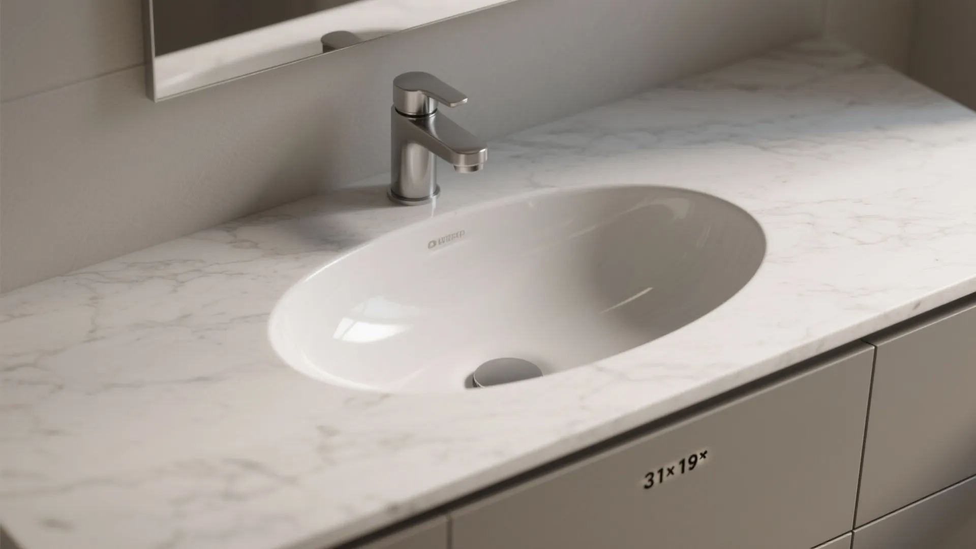 1. Integrated oval sink for a seamless narrow top