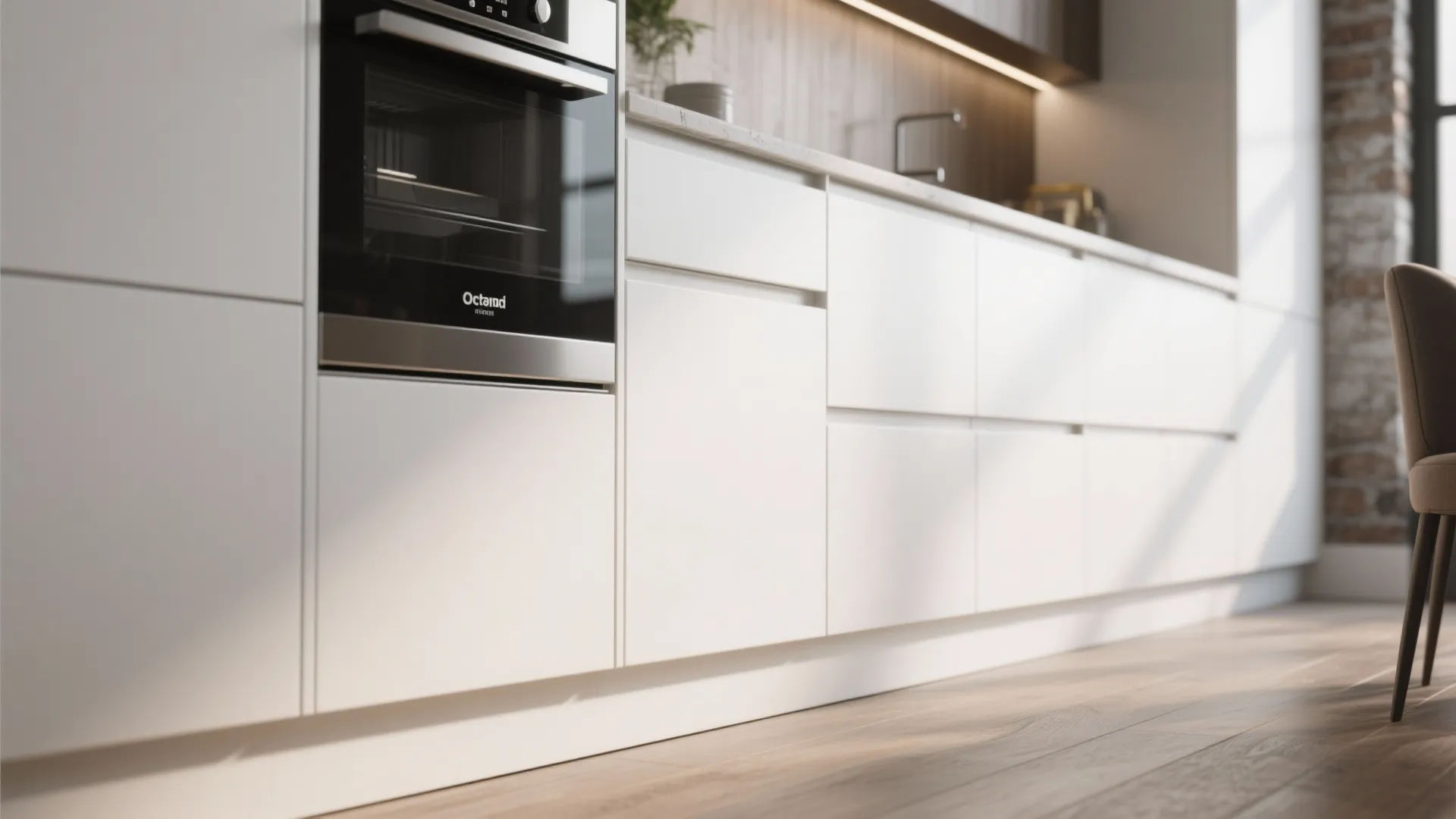 5. Integrated Appliances Behind White Panels