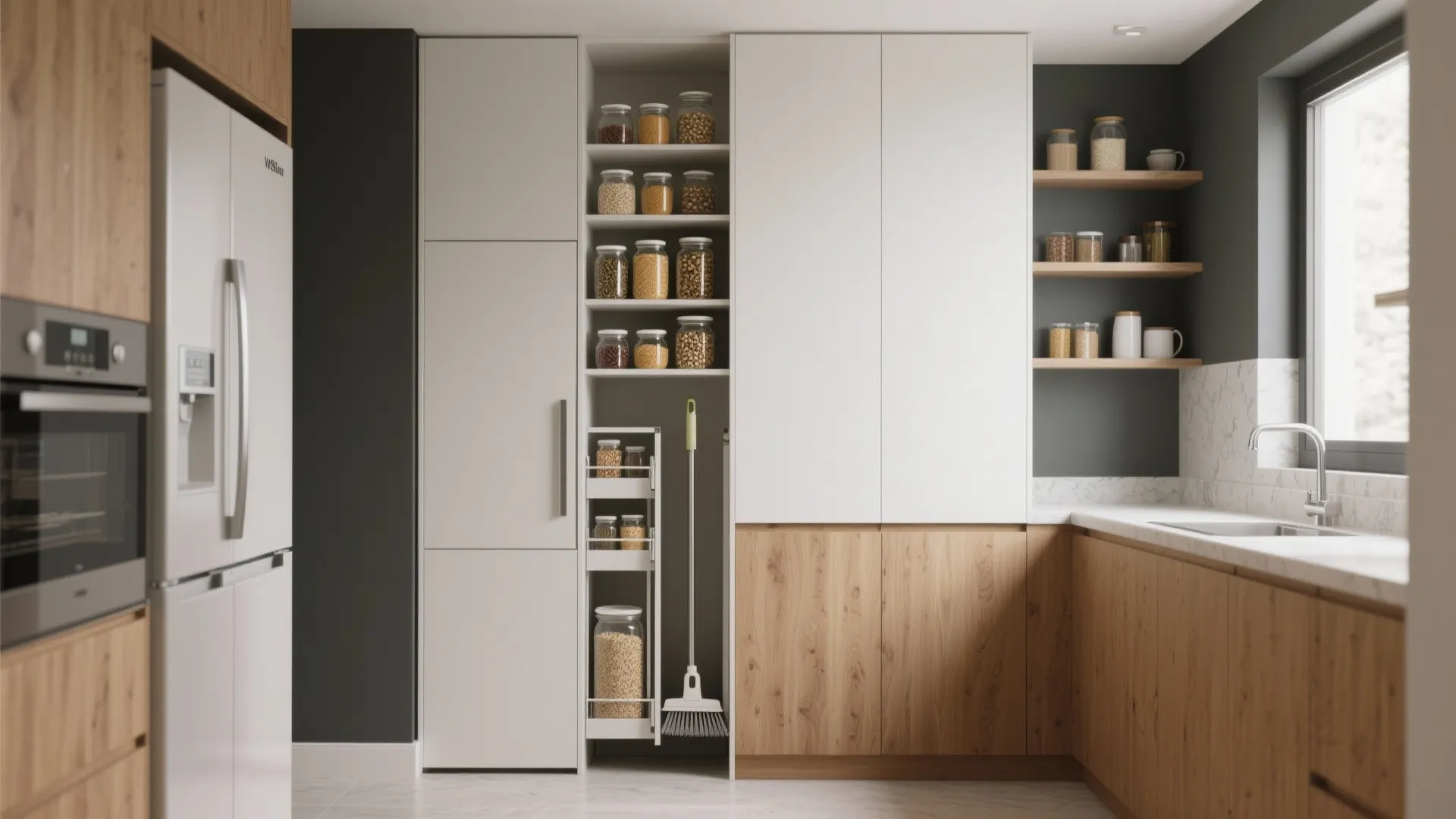 Integrated Storage: Tall Pantries and Utility Niches