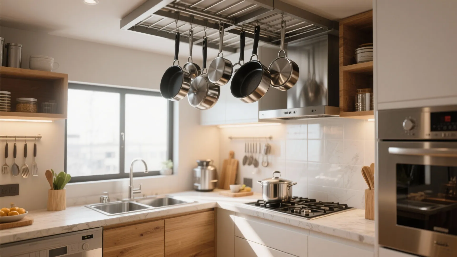 9. Integrated Pot Rack