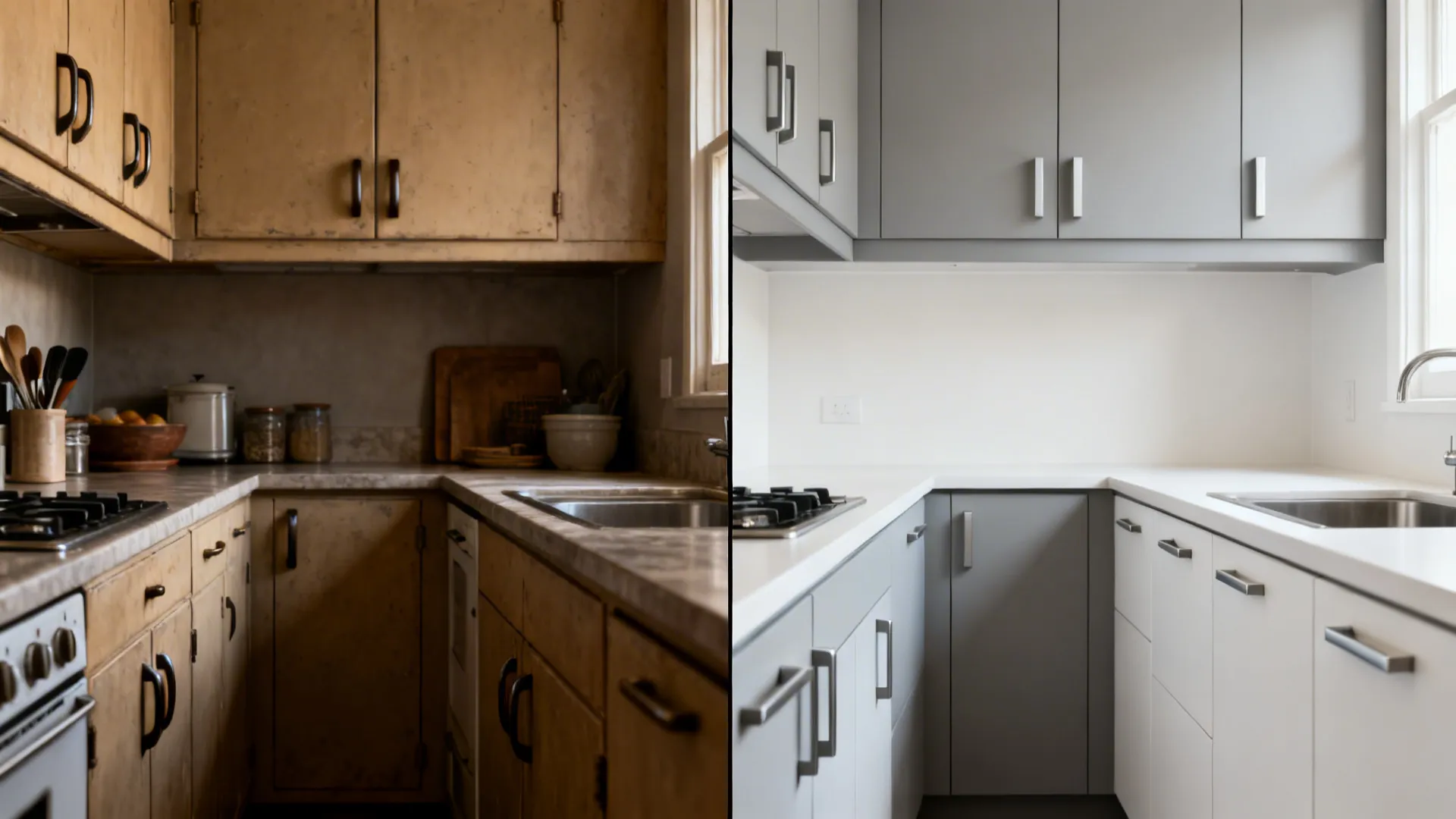 Minimalist cabinet fronts with integrated pulls