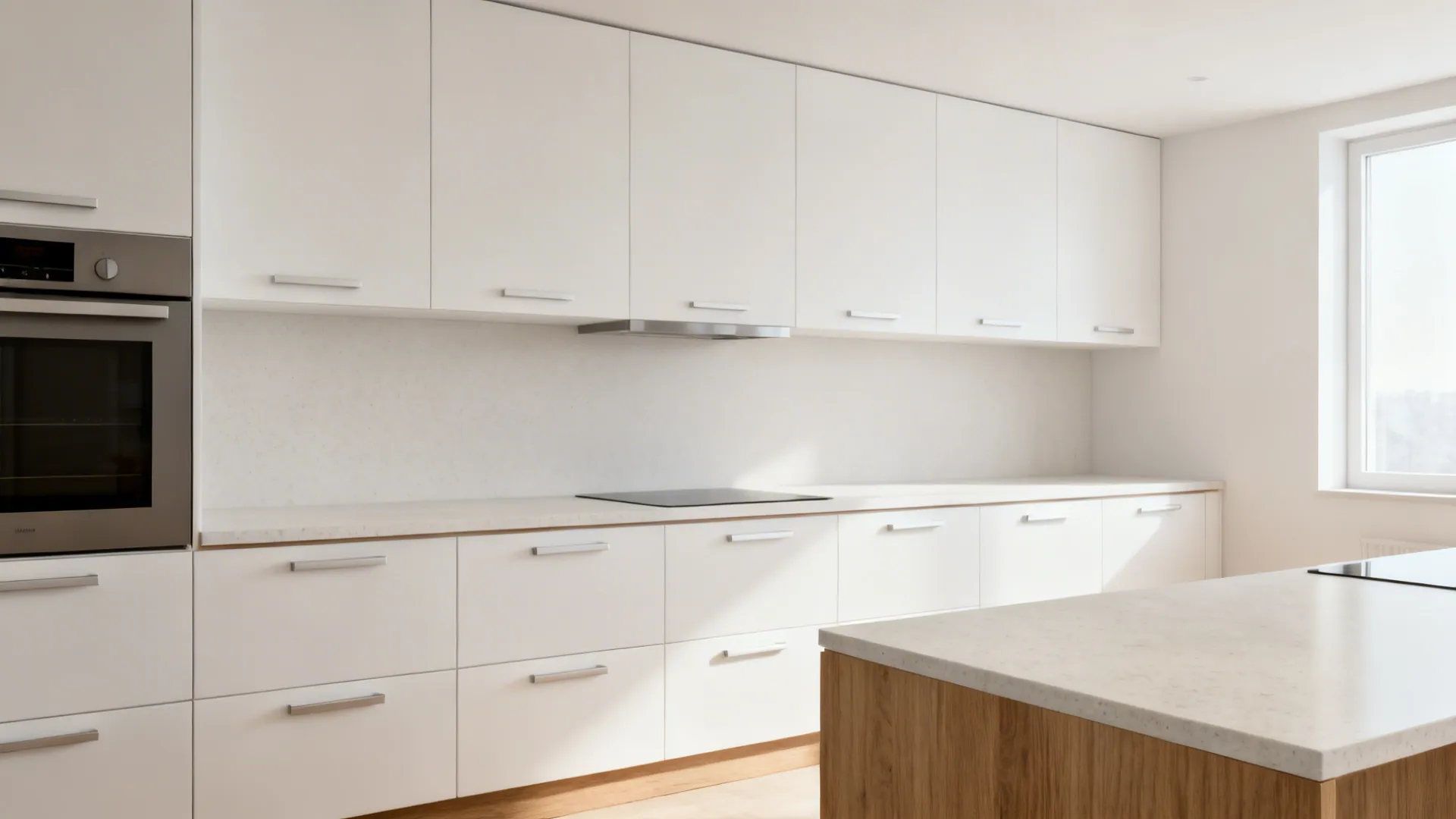 Minimalist cabinet fronts with integrated pulls
