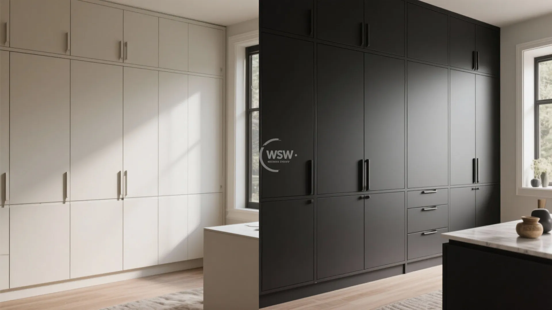 5. Integrated black pulls for seamless cabinetry