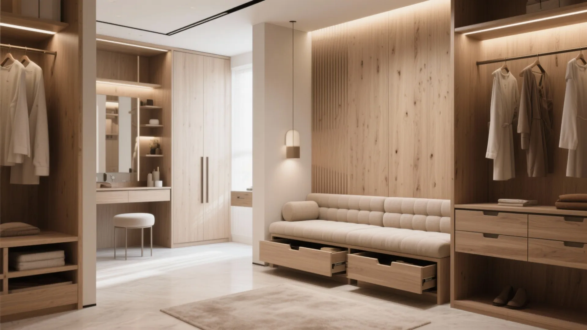 Integrated Seating in the Dressing Room