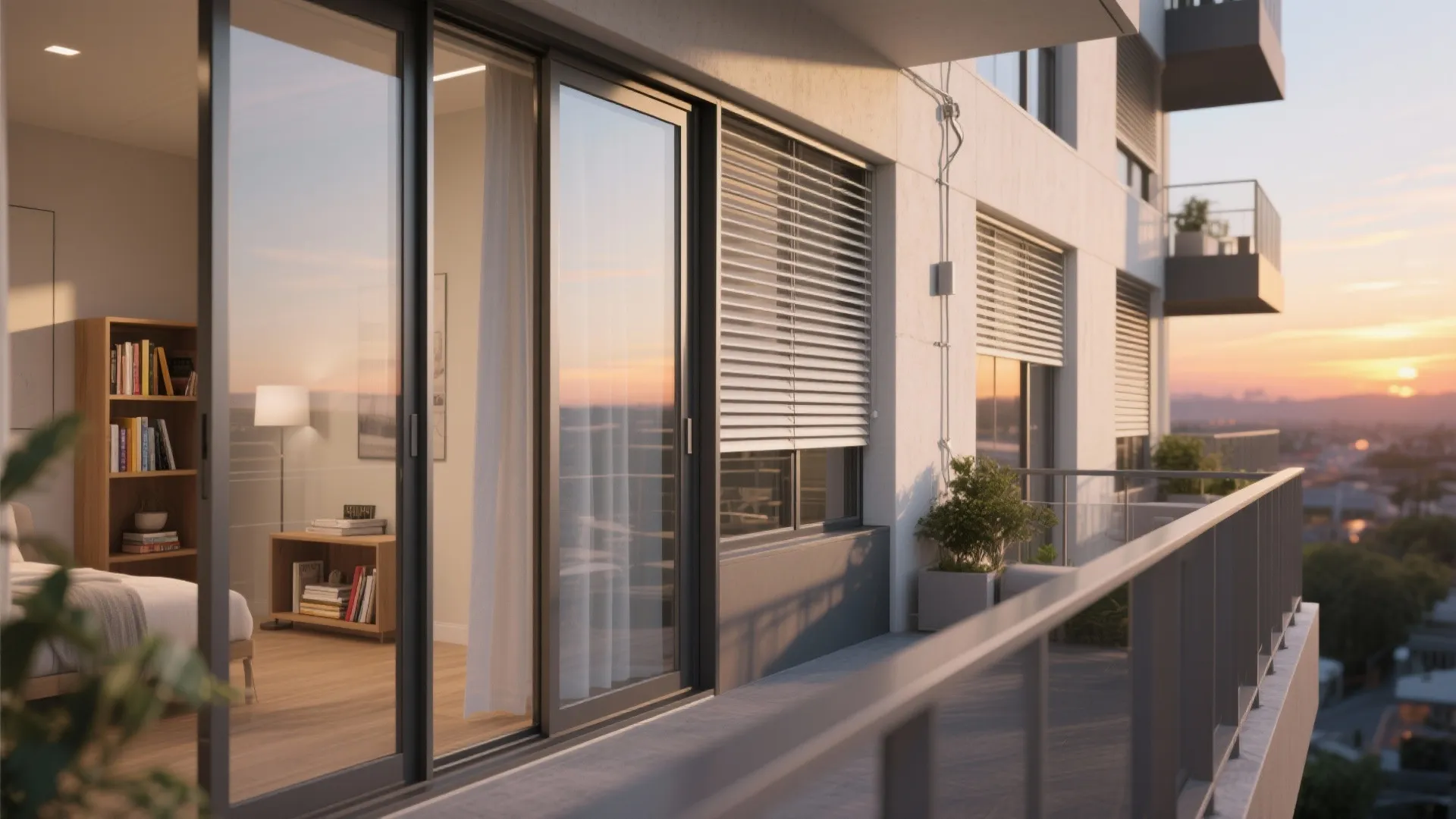 4) Integrated shading: external louvers, low-e glass, and smart films