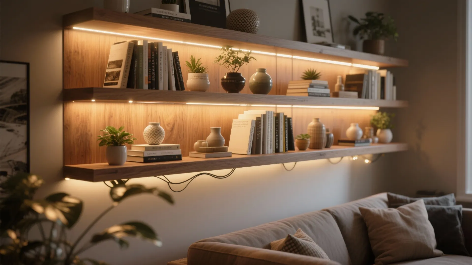 5. Integrated Shelf Lighting for Practical Ambience