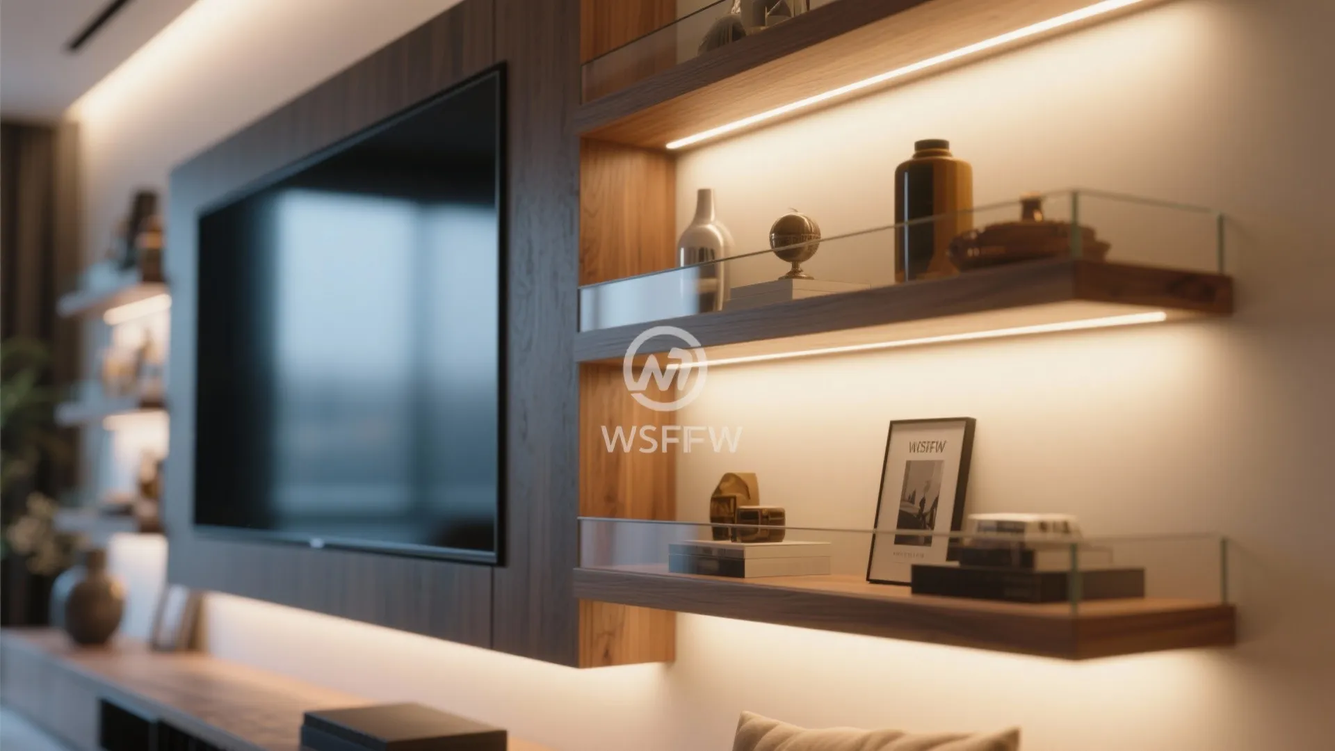 2. Integrated Shelving and Lighting