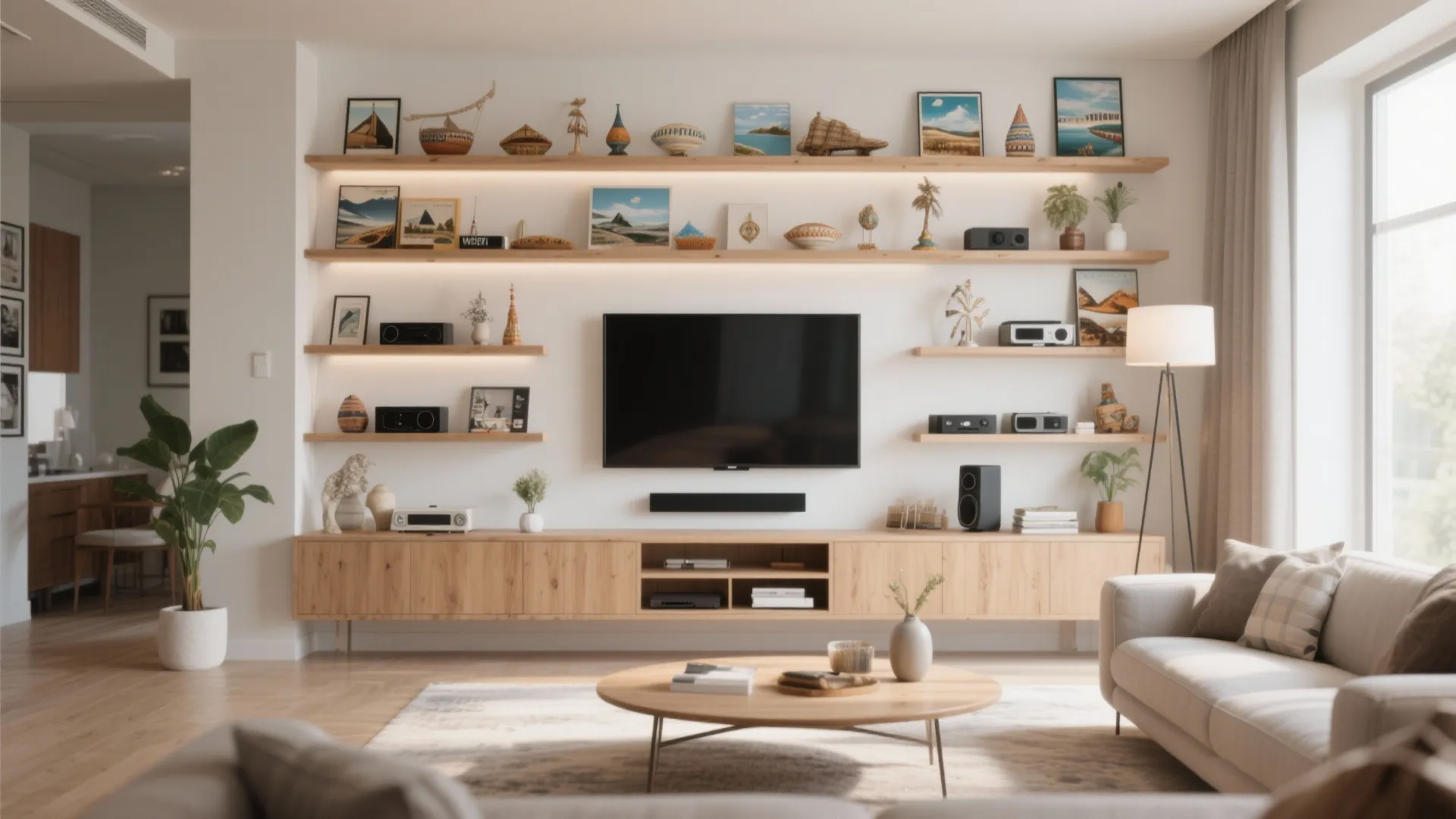 TV Wall with Integrated Shelving
