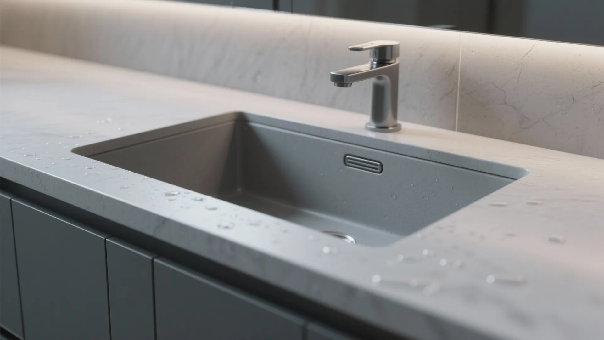4. Integrated sink and countertop combo in subtle gray
