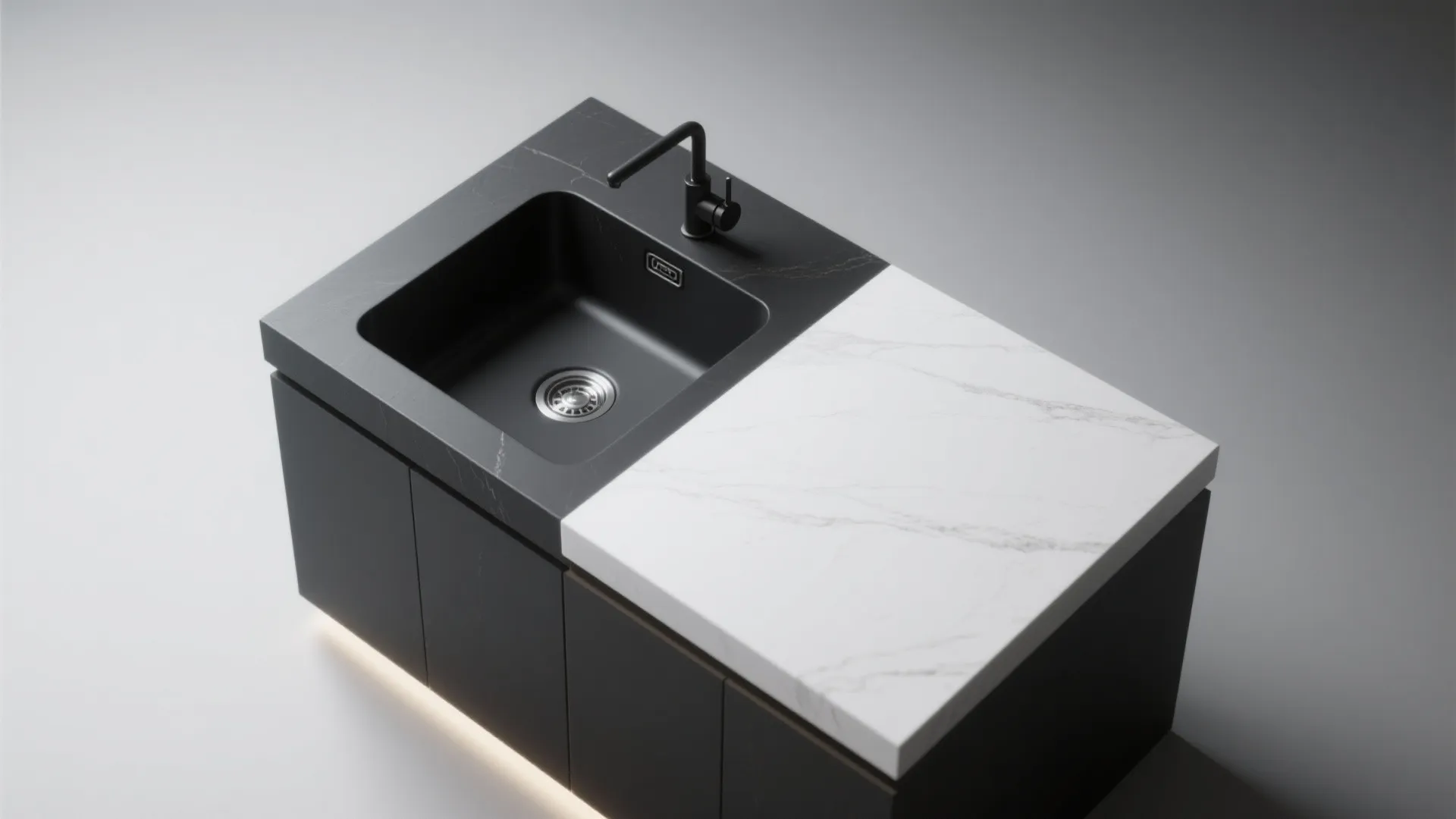 5. Integrated sink and countertop for a seamless look