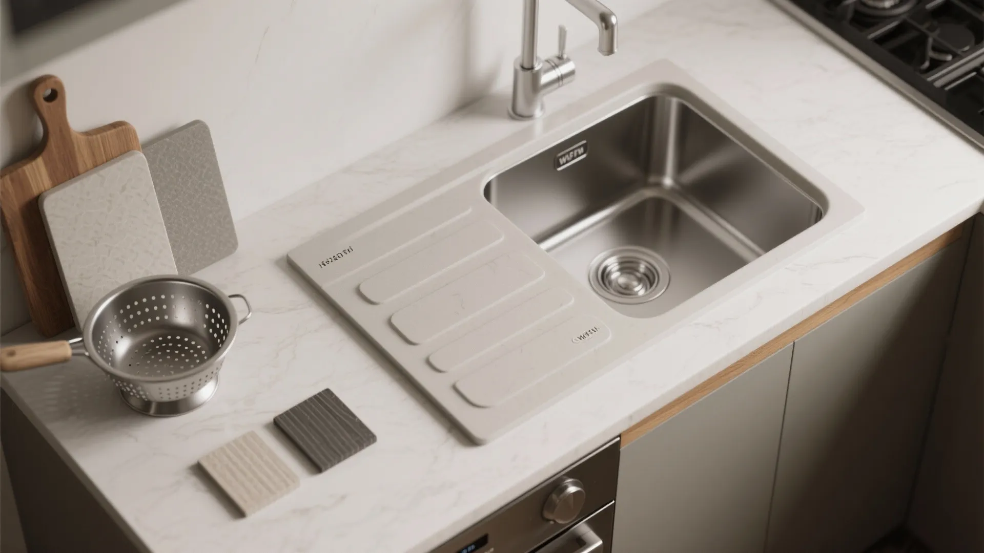 5. Integrated sink and countertop for seamless small kitchens