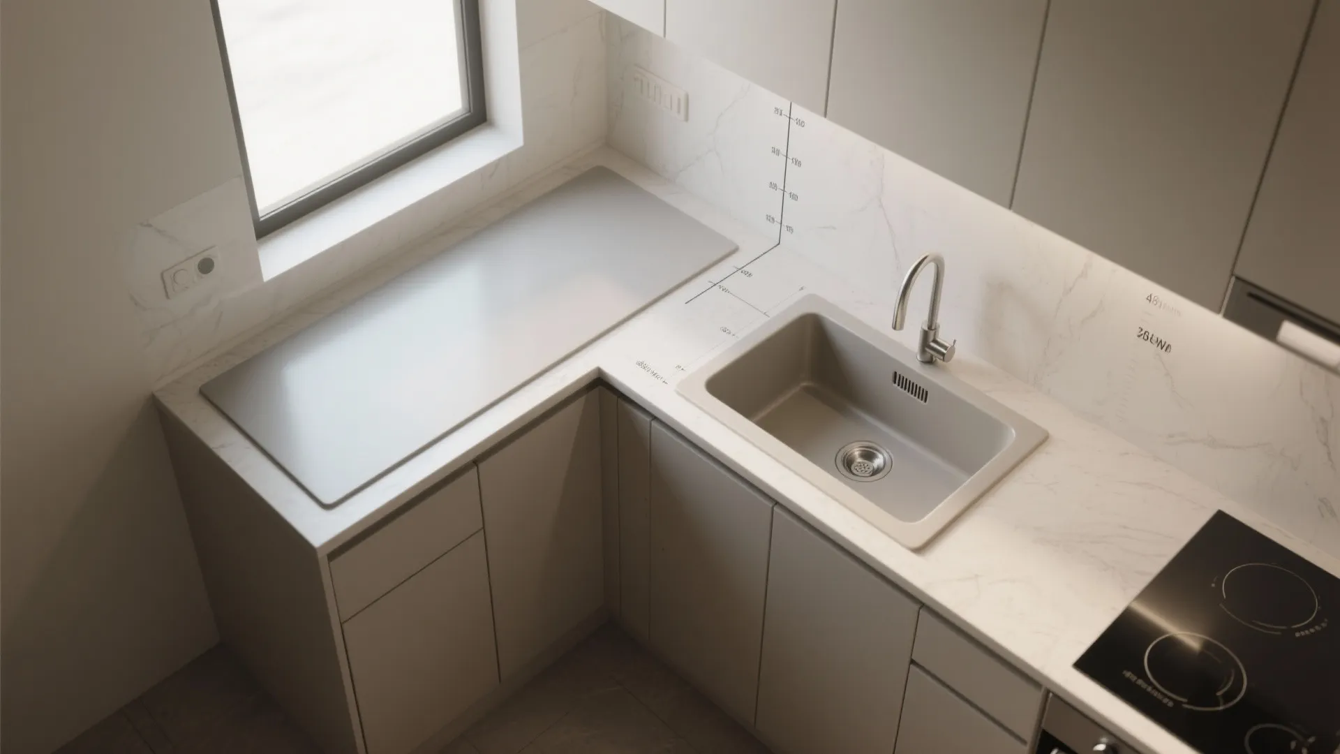 3. Integrated sink-carving in solid surfaces