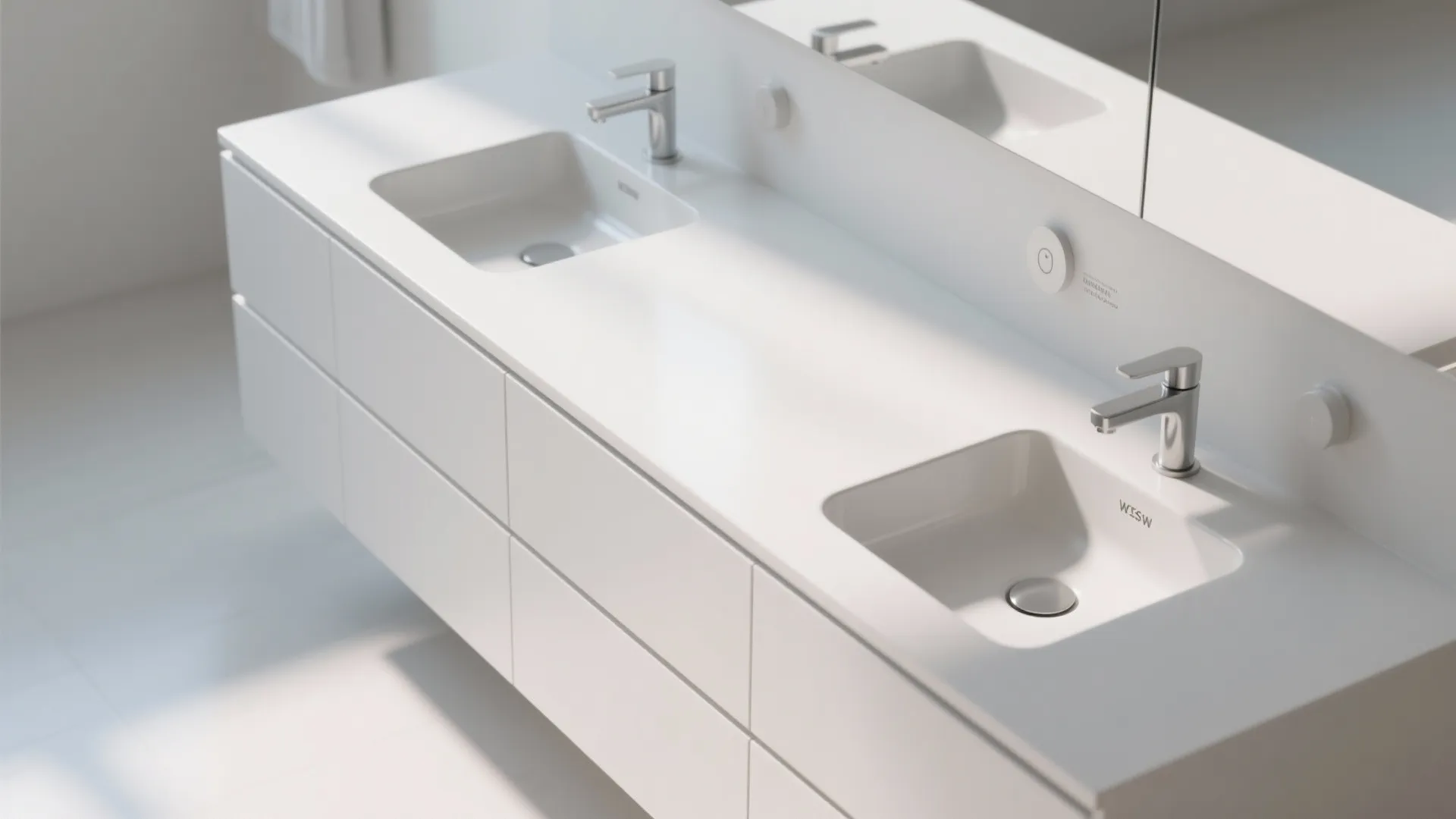 3. Double Vanity with Integrated Sinks and Countertop