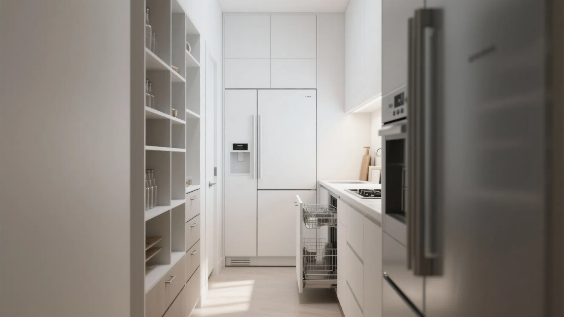 3) Integrated Appliances and Slim Storage