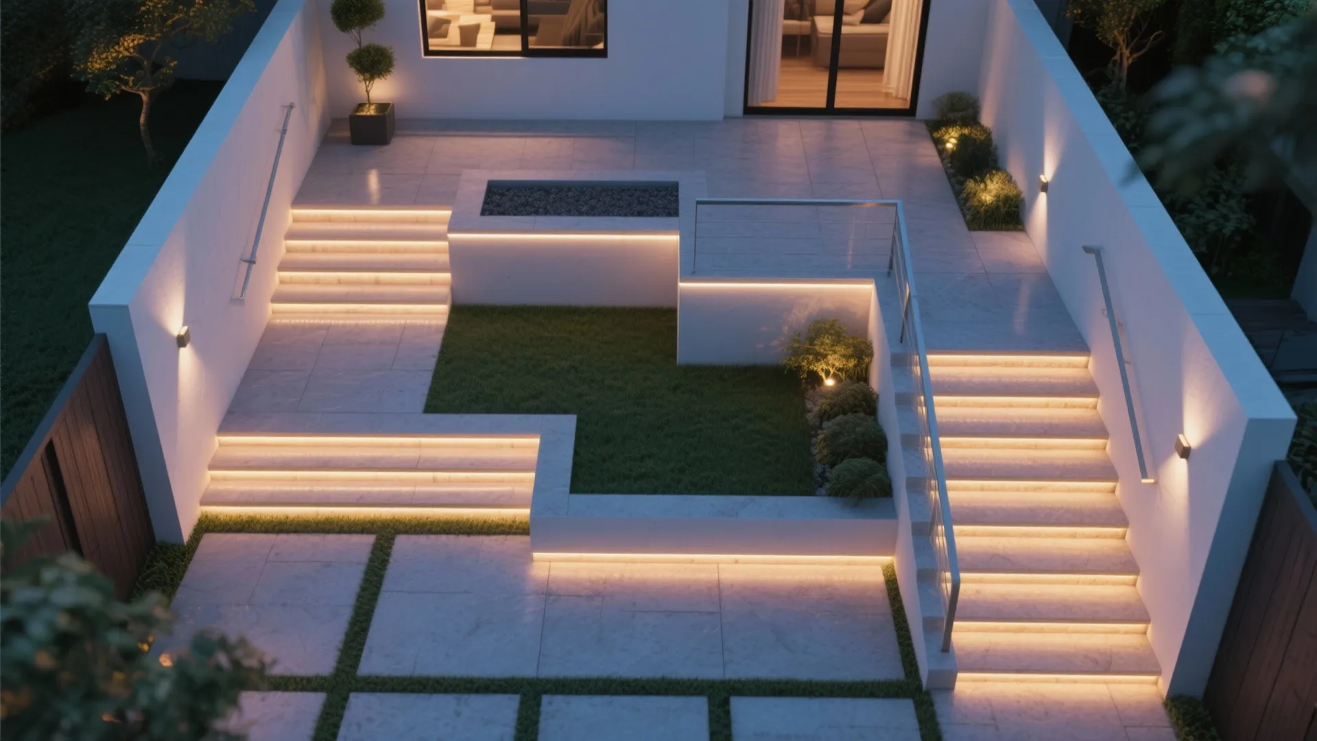 4. Integrated Step and Wall Combo for Safety and Ambience