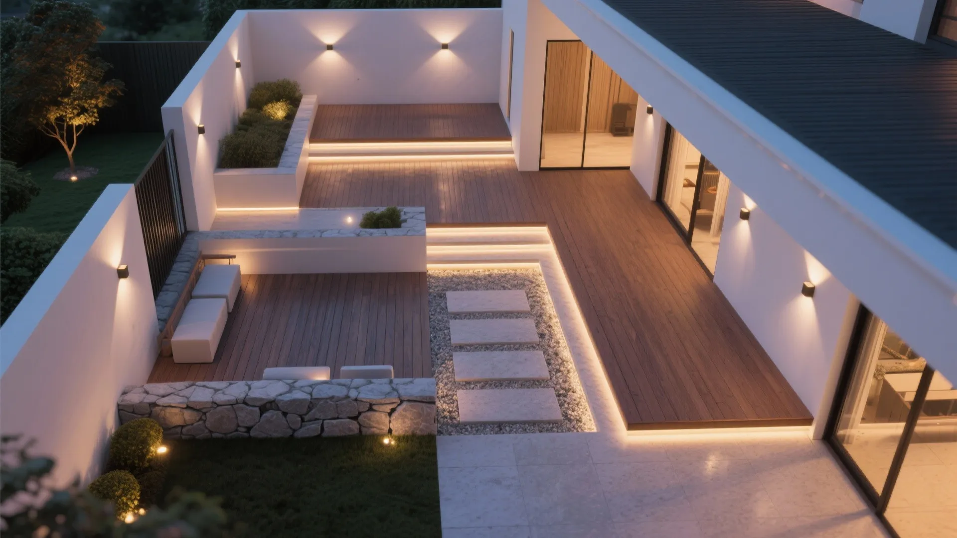 3. Integrated Step and Wall Lighting