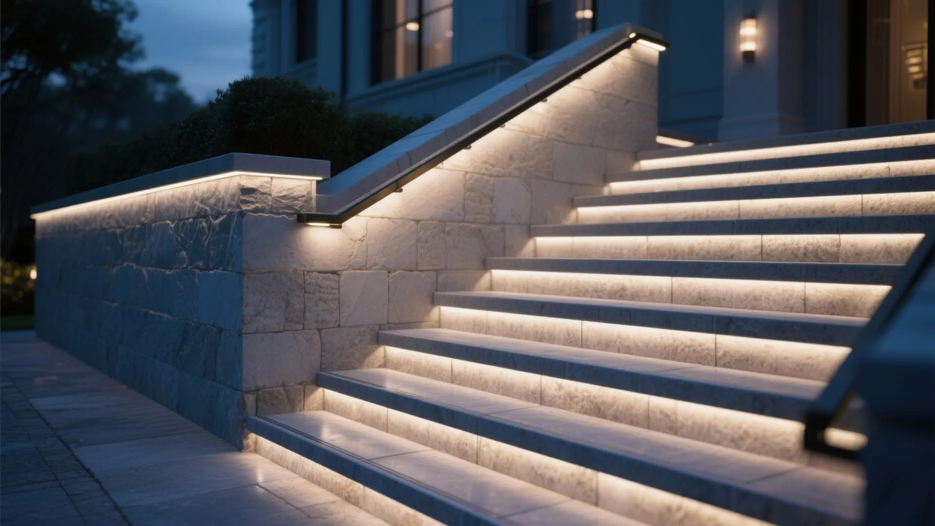 4. Integrated Step Lights for Stairs and Low Walls