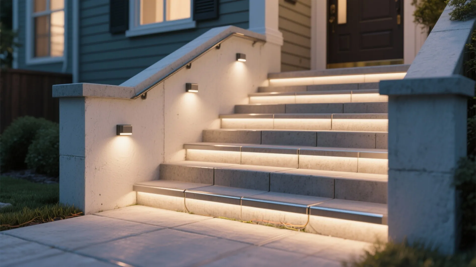 3. Integrated LED Steps and Wall Washers