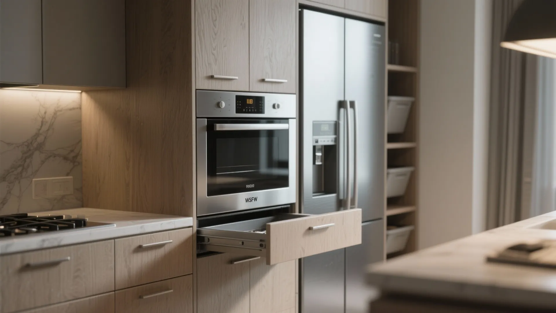 3. Integrated appliances and hidden storage