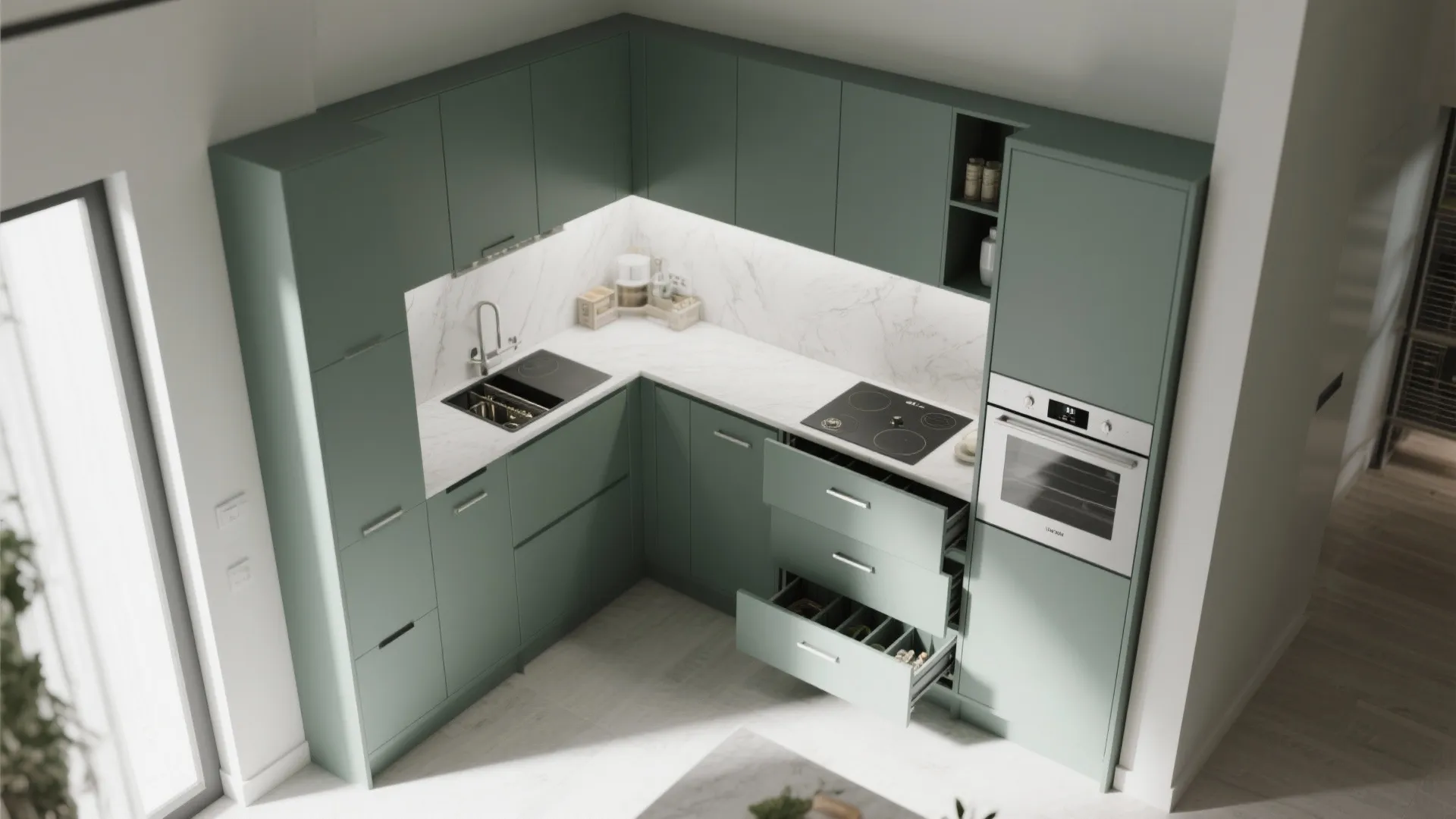 4. Integrated appliances and hidden storage for a seamless feel