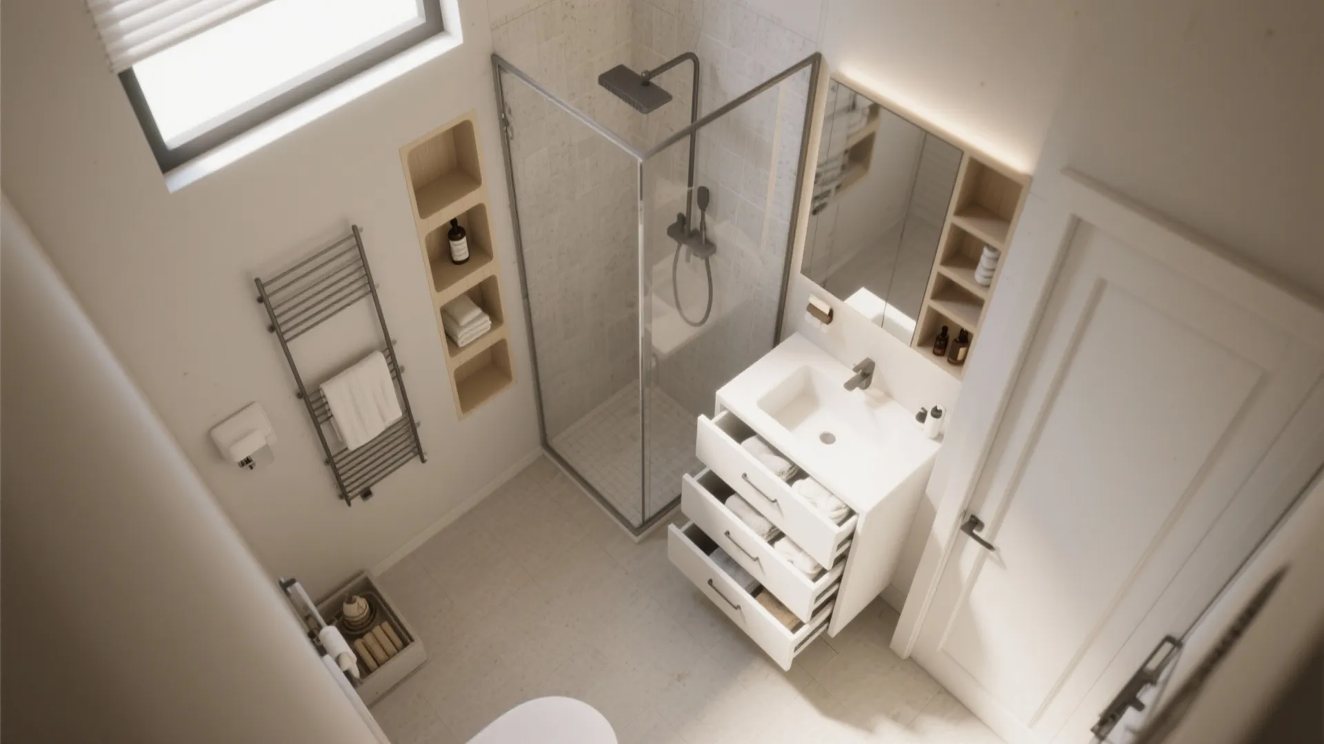 5. Think integrated storage to keep the white calm