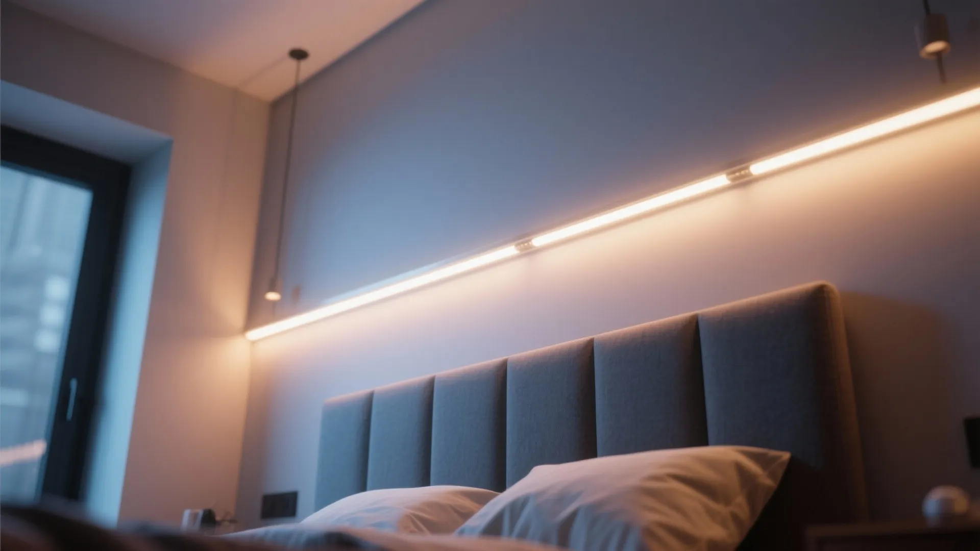 Integrated wall-ceiling strip lighting