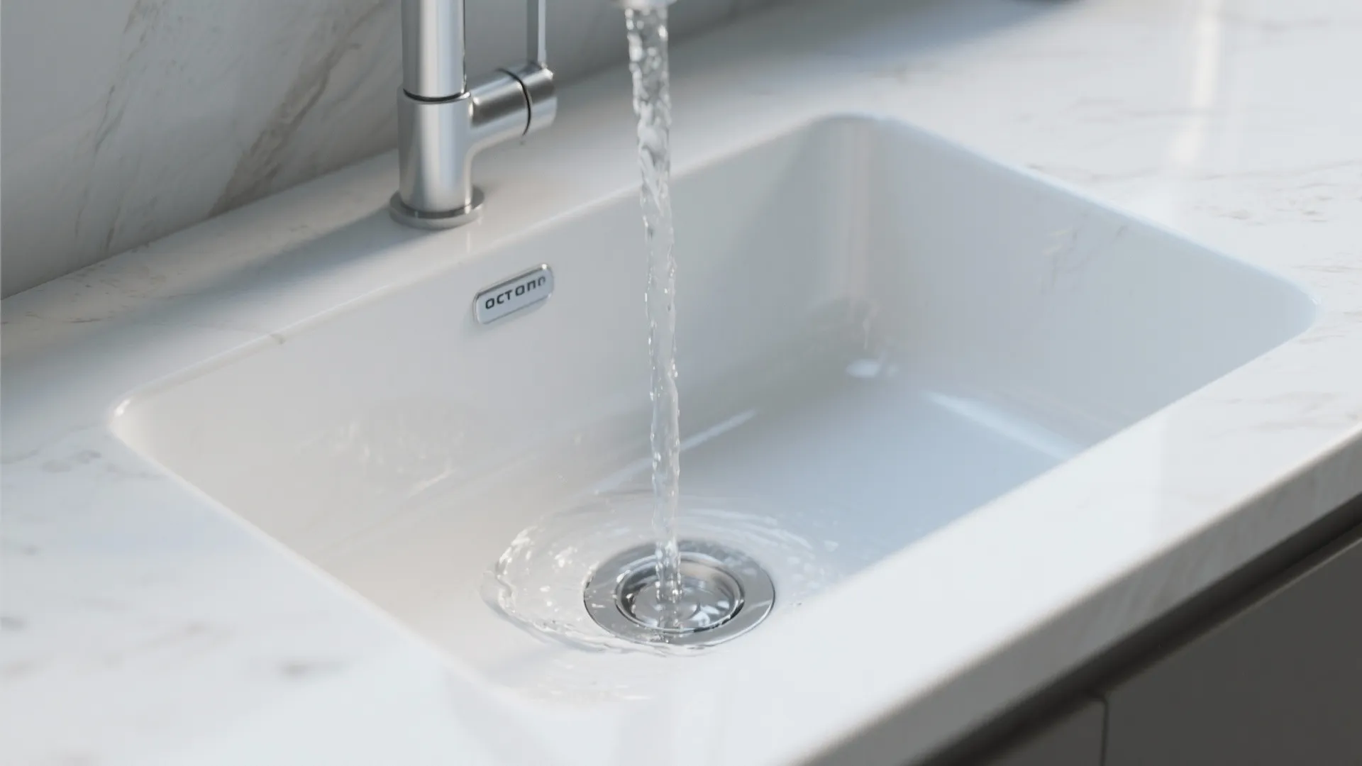 4. Integrated white solid-surface sink for easy maintenance