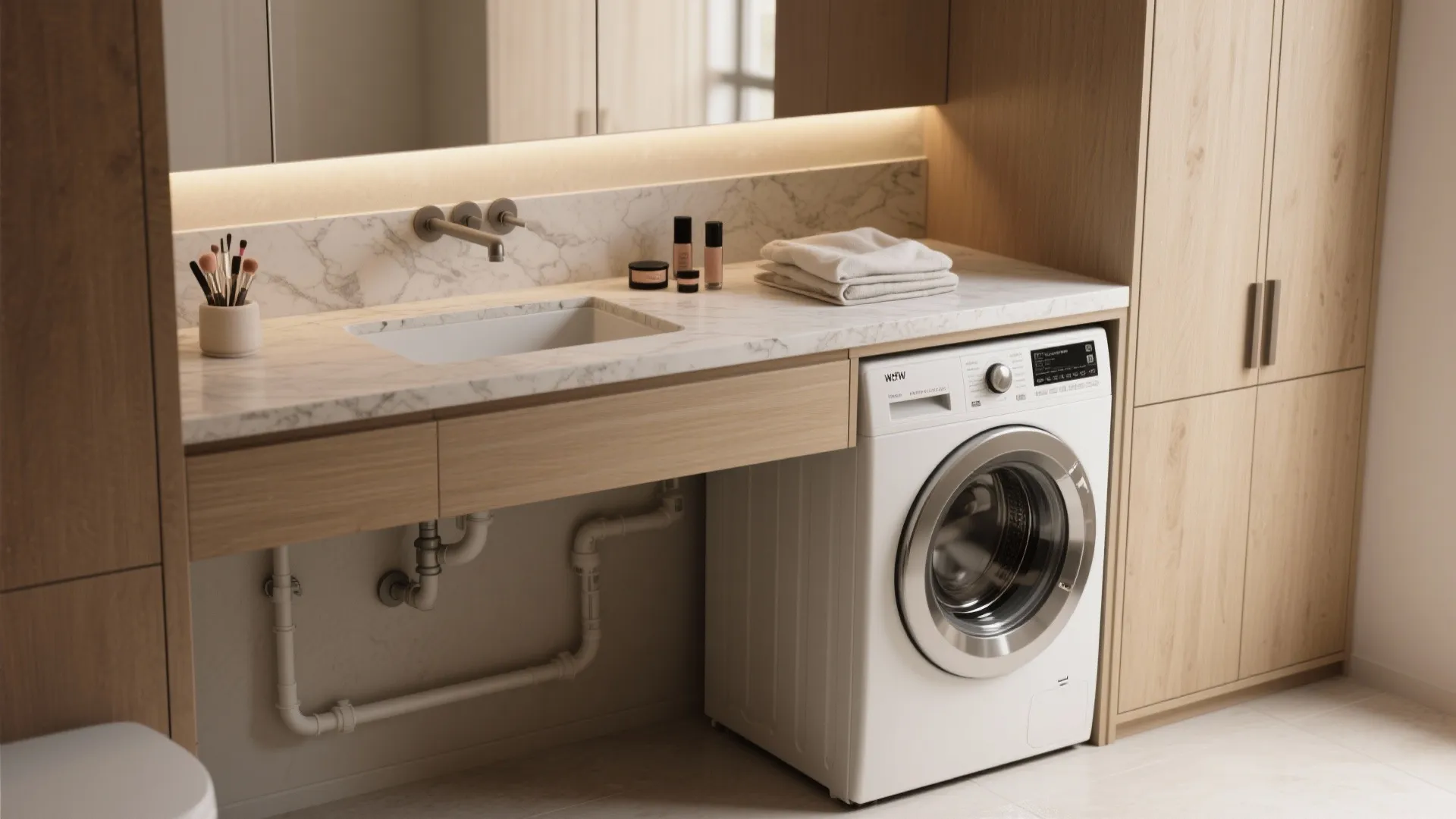 Integrated Vanity-Laundry Units