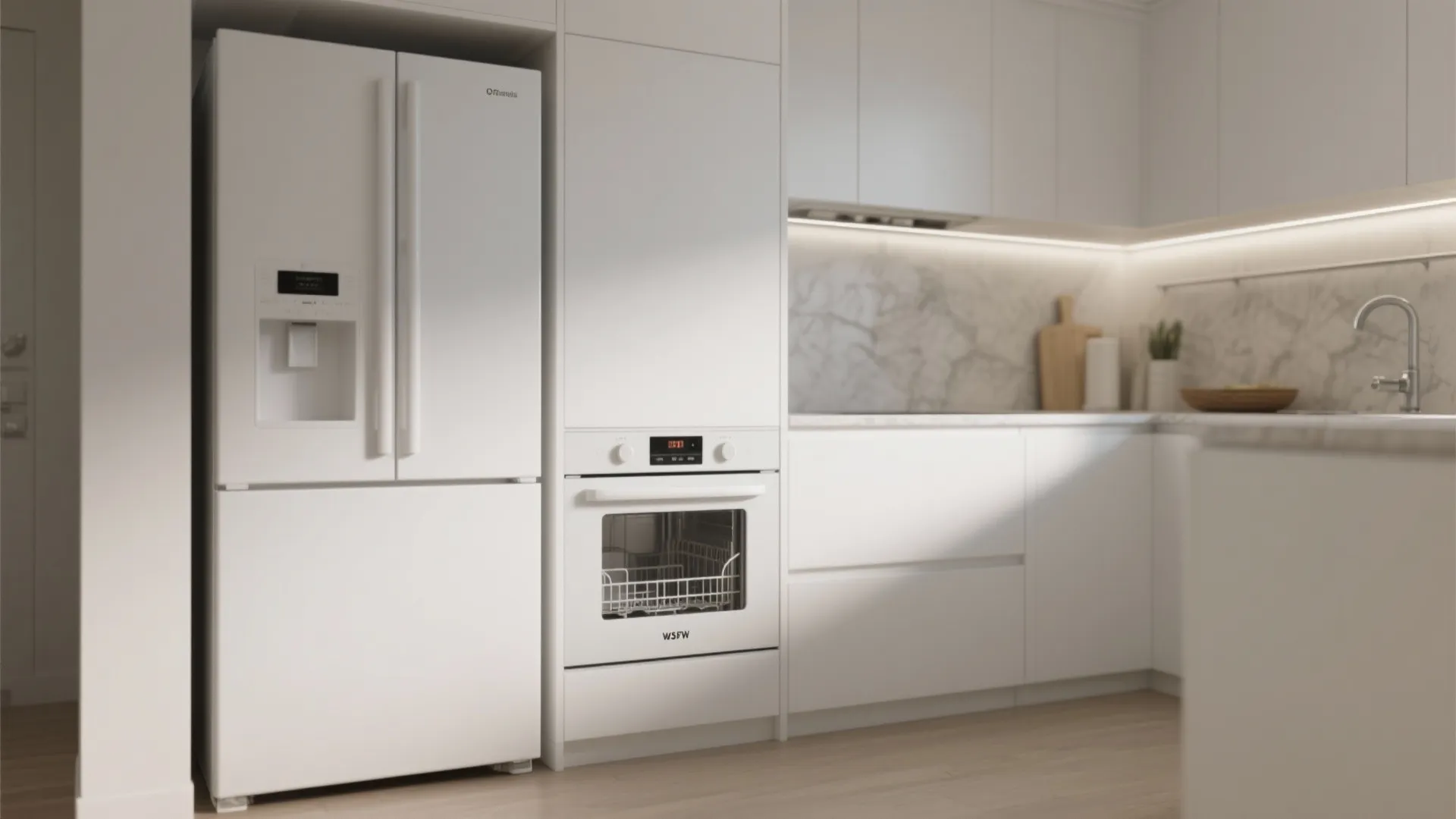 1. Seamless Integrated White Appliances