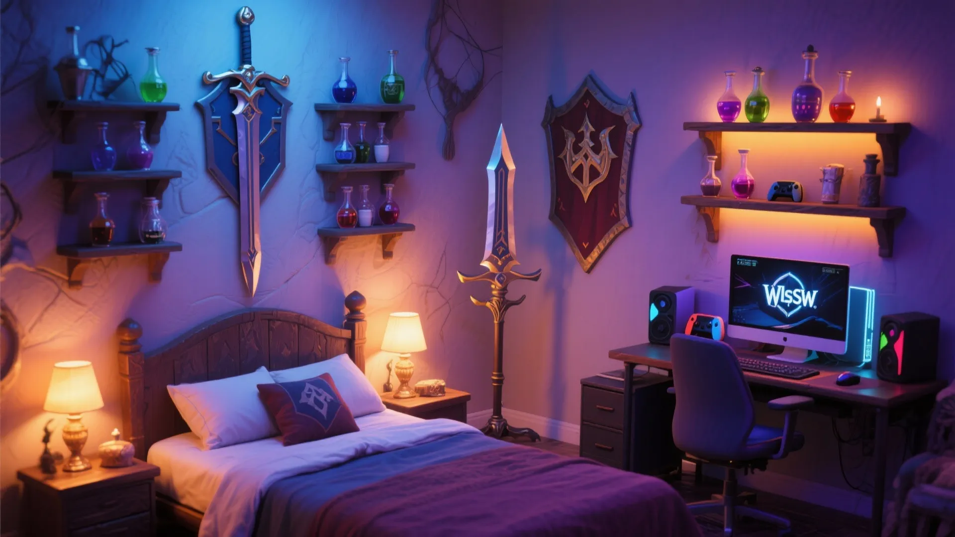 Hybrid decor with interactive cosplay props