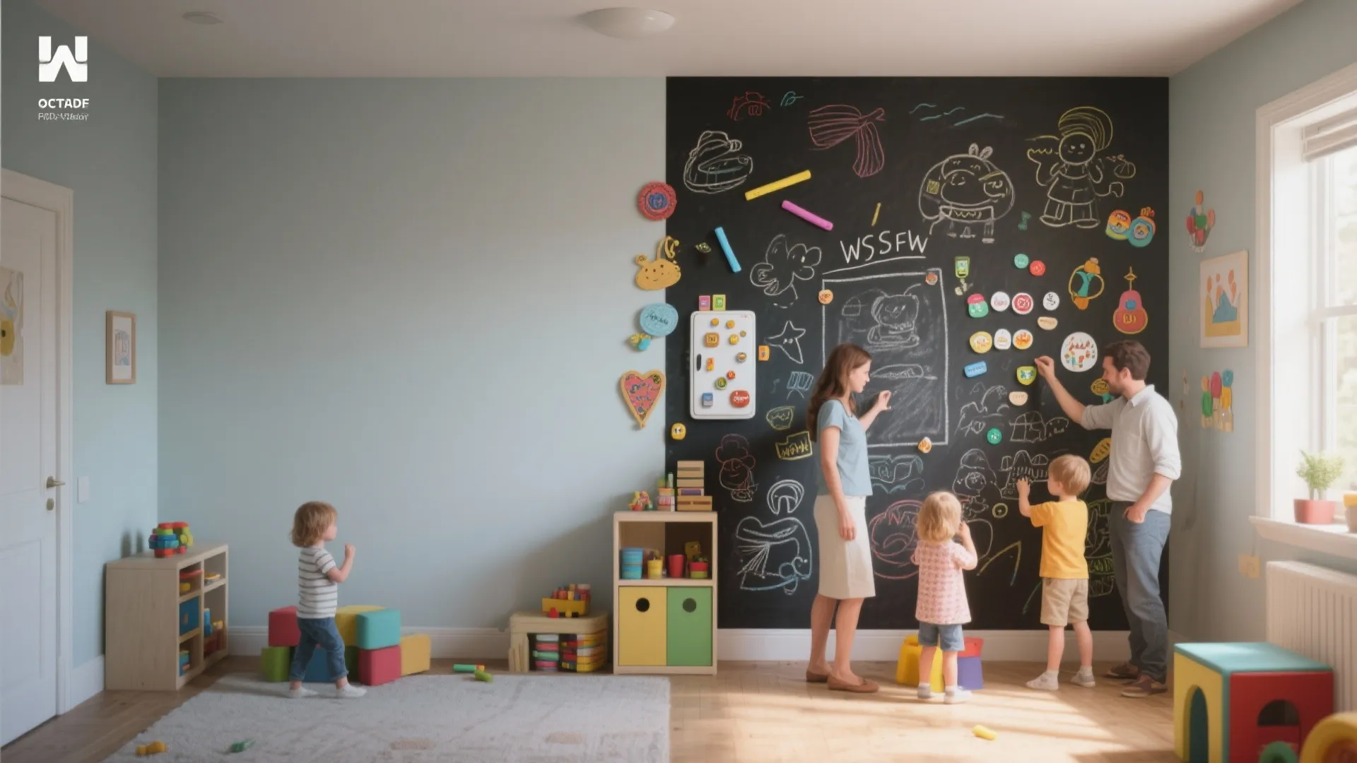 5. Interactive Chalk or Magnetic Mural