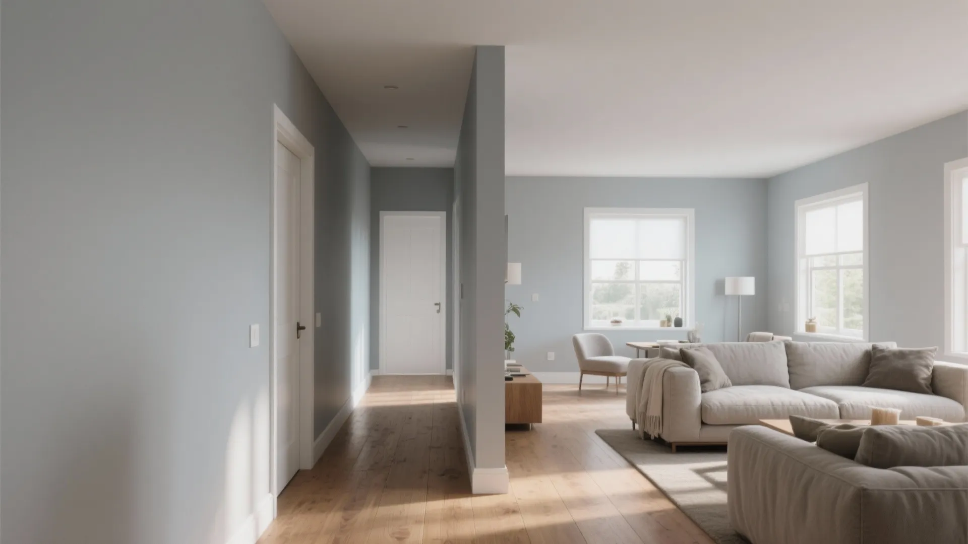 5. Interior Flow: Match Exterior Light Grey Indoors