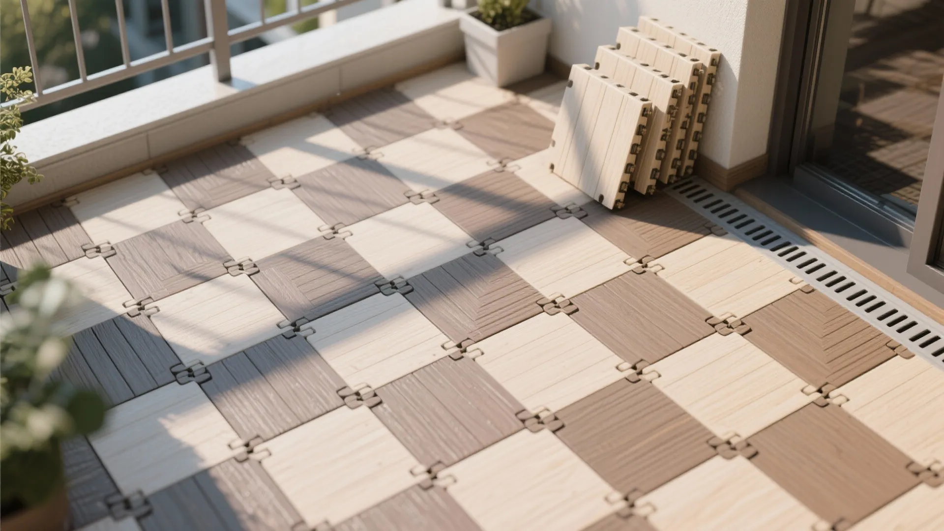 Interlocking deck tiles for quick, reversible upgrades