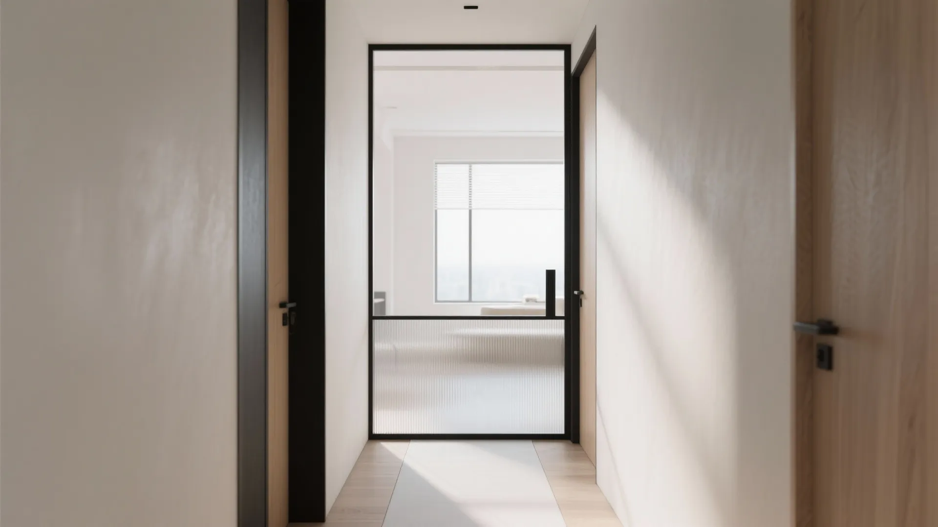 Internal windows and glass accents to borrow light