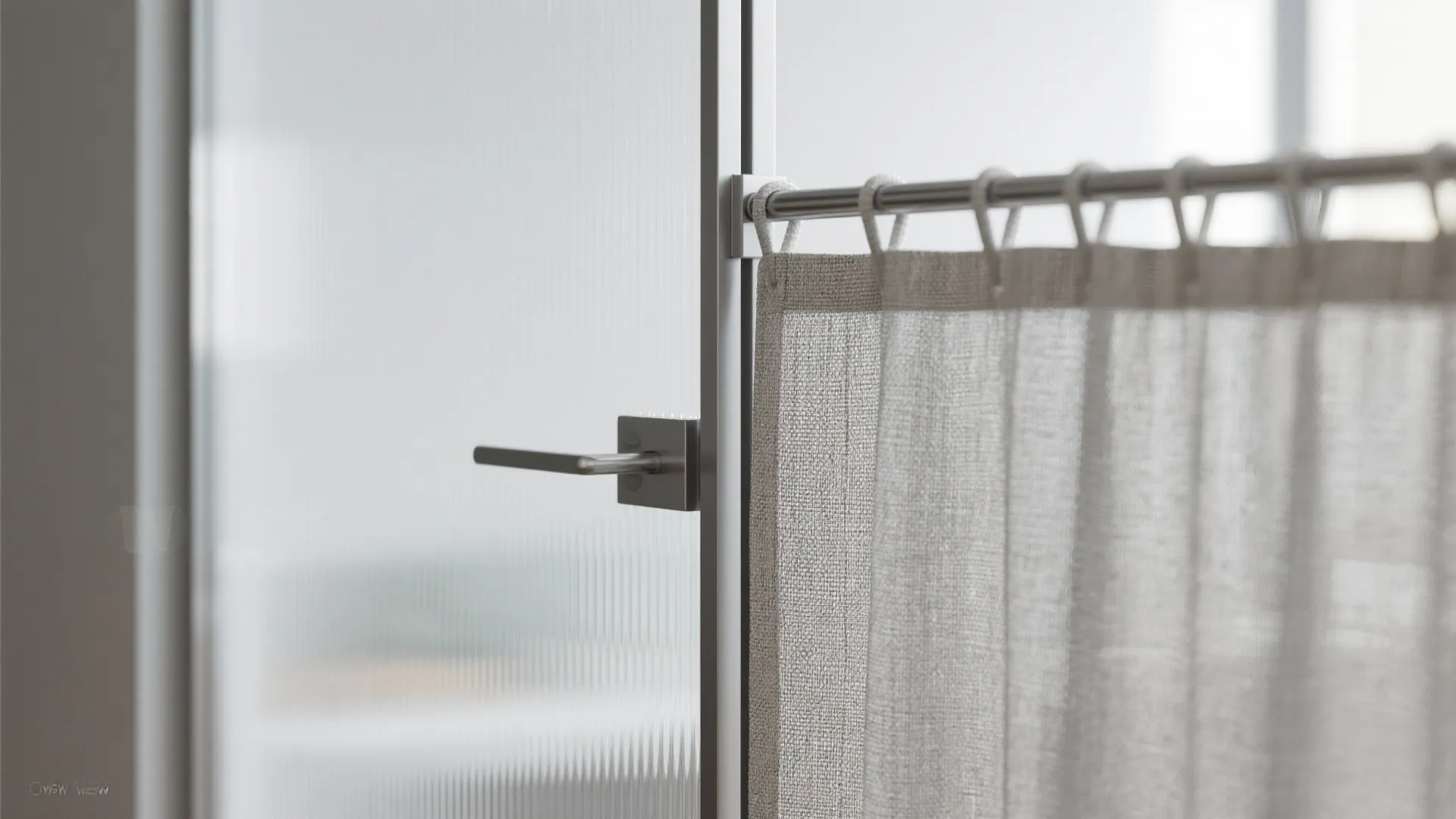 Invisible transitions: frosted glass, narrow swings and curtains with structure