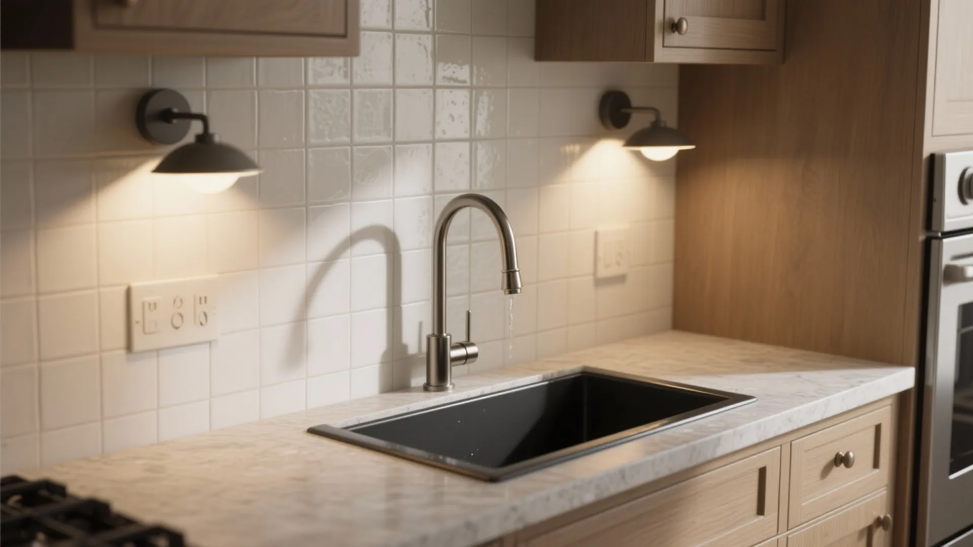 Idea 1: Minimal, IP65-rated sconces around splash zones