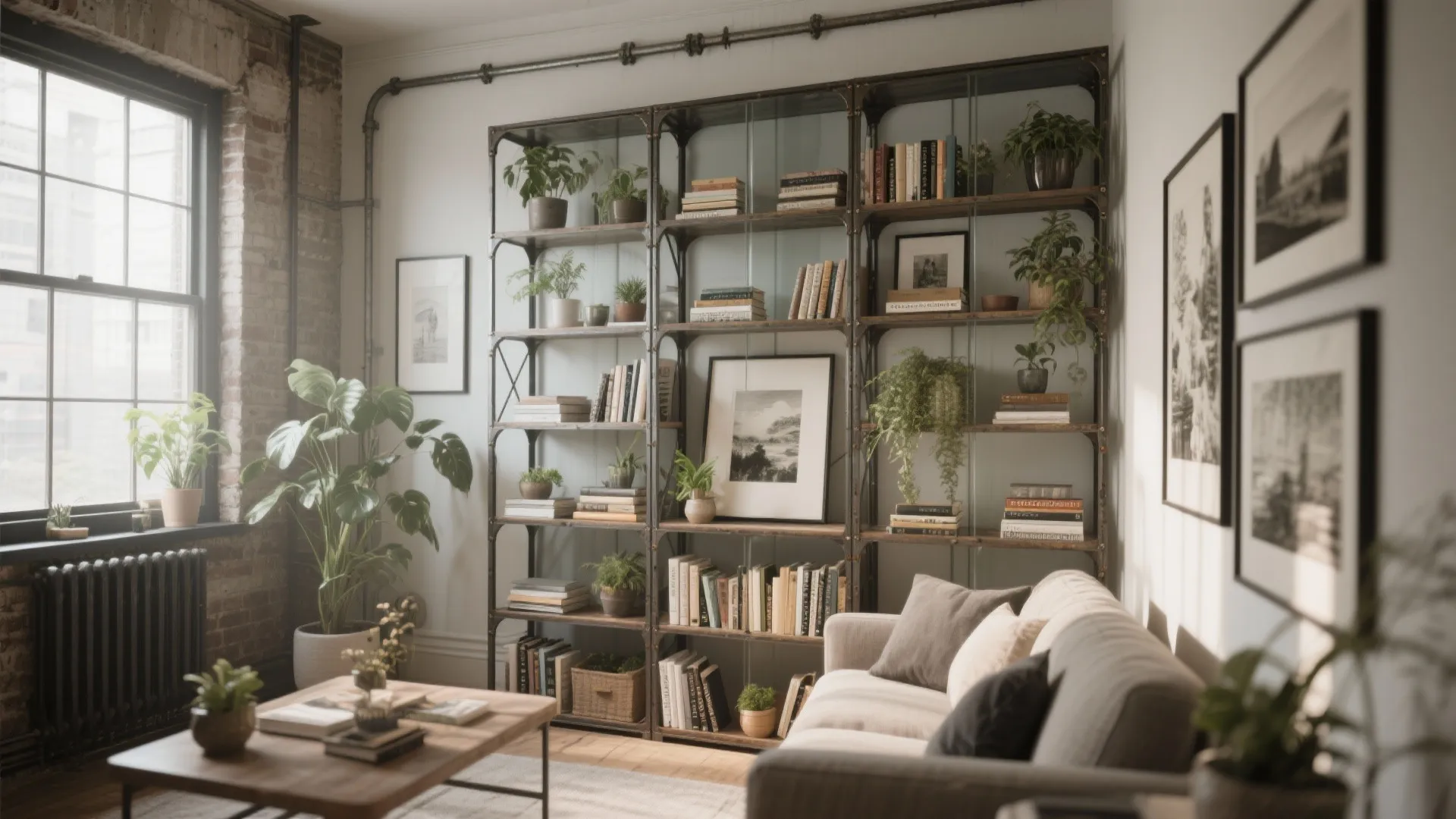 Iron and Glass Bookcases