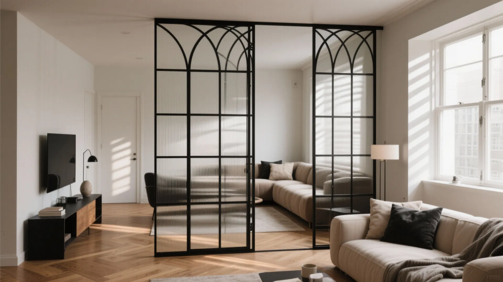 Wrought Iron Wall Partition with Light