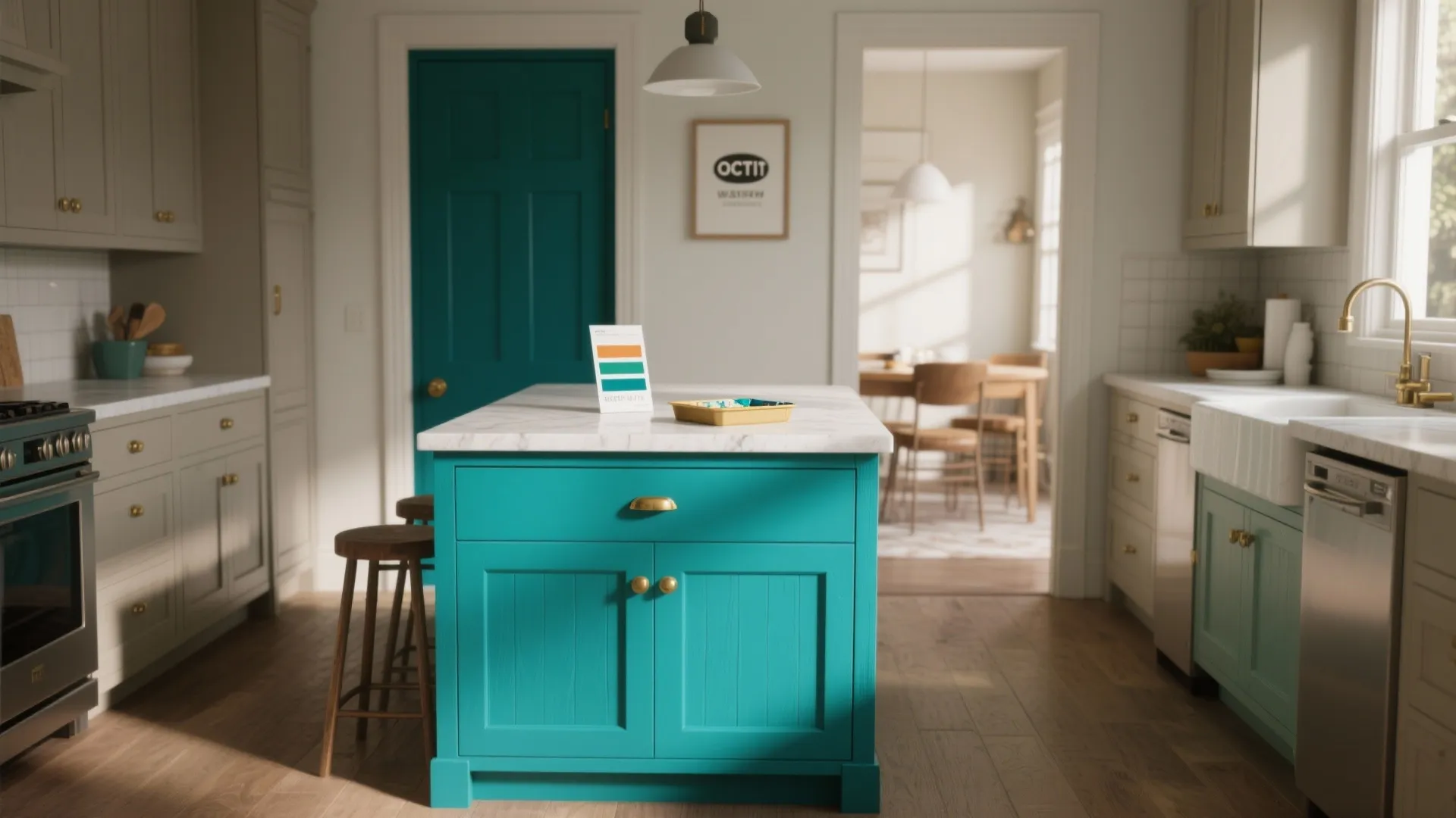 3. Try bold accents on pantry or island faces