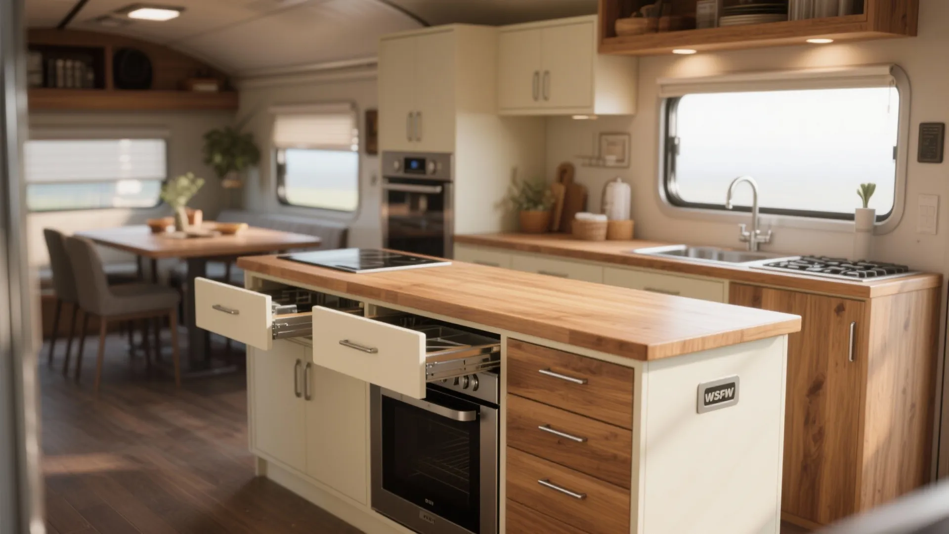 1. Multi-purpose island that hides appliances