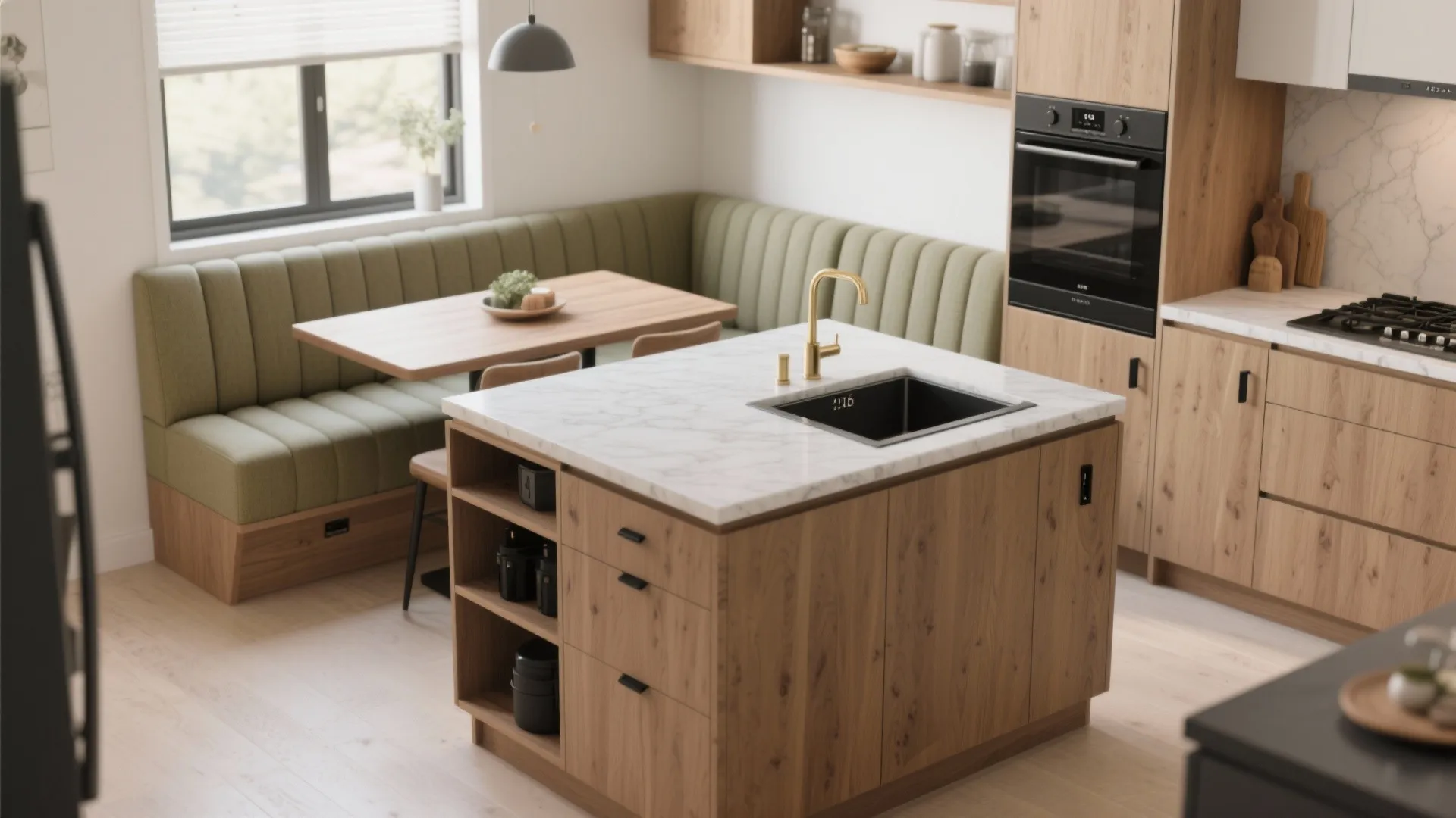 Islands, Peninsulas, and Banquettes as Built-In Dividers