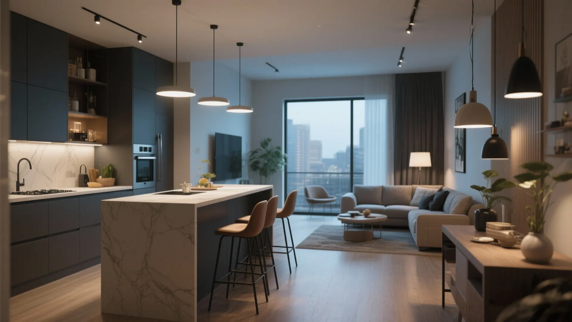 7. Multi-Functional Island with Bar Seating