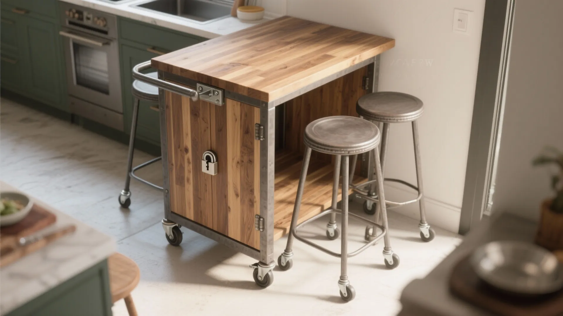 5. Multi-use island cart that doubles as table