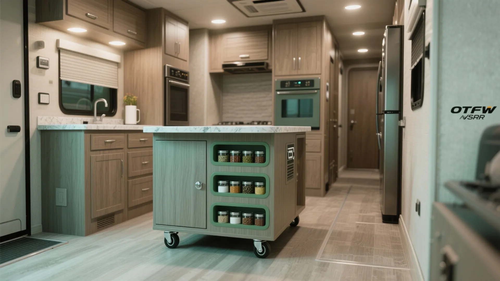 3. Multi-zone kitchen island on casters