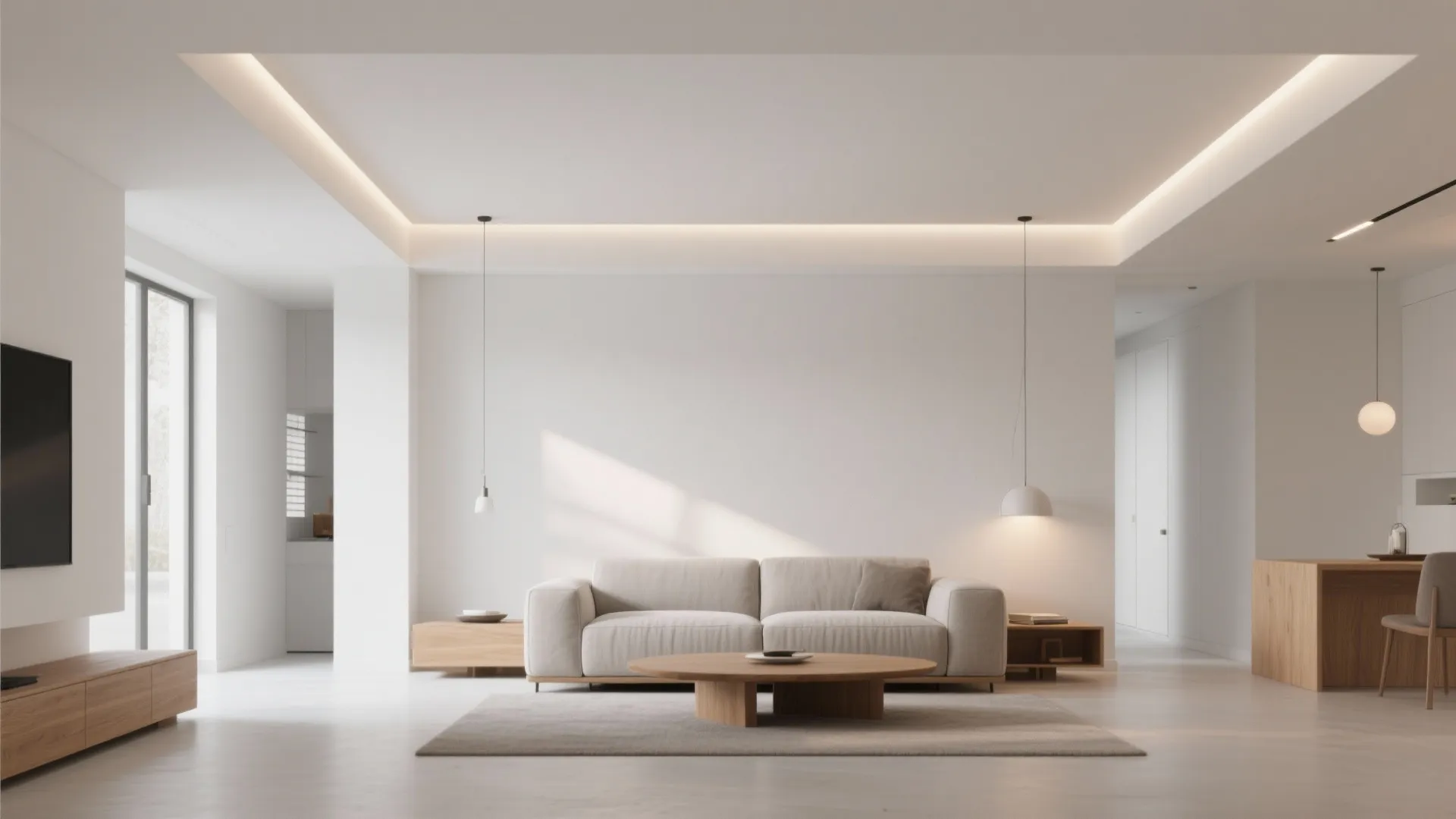 Floating Island Ceiling Over the Seating Zone