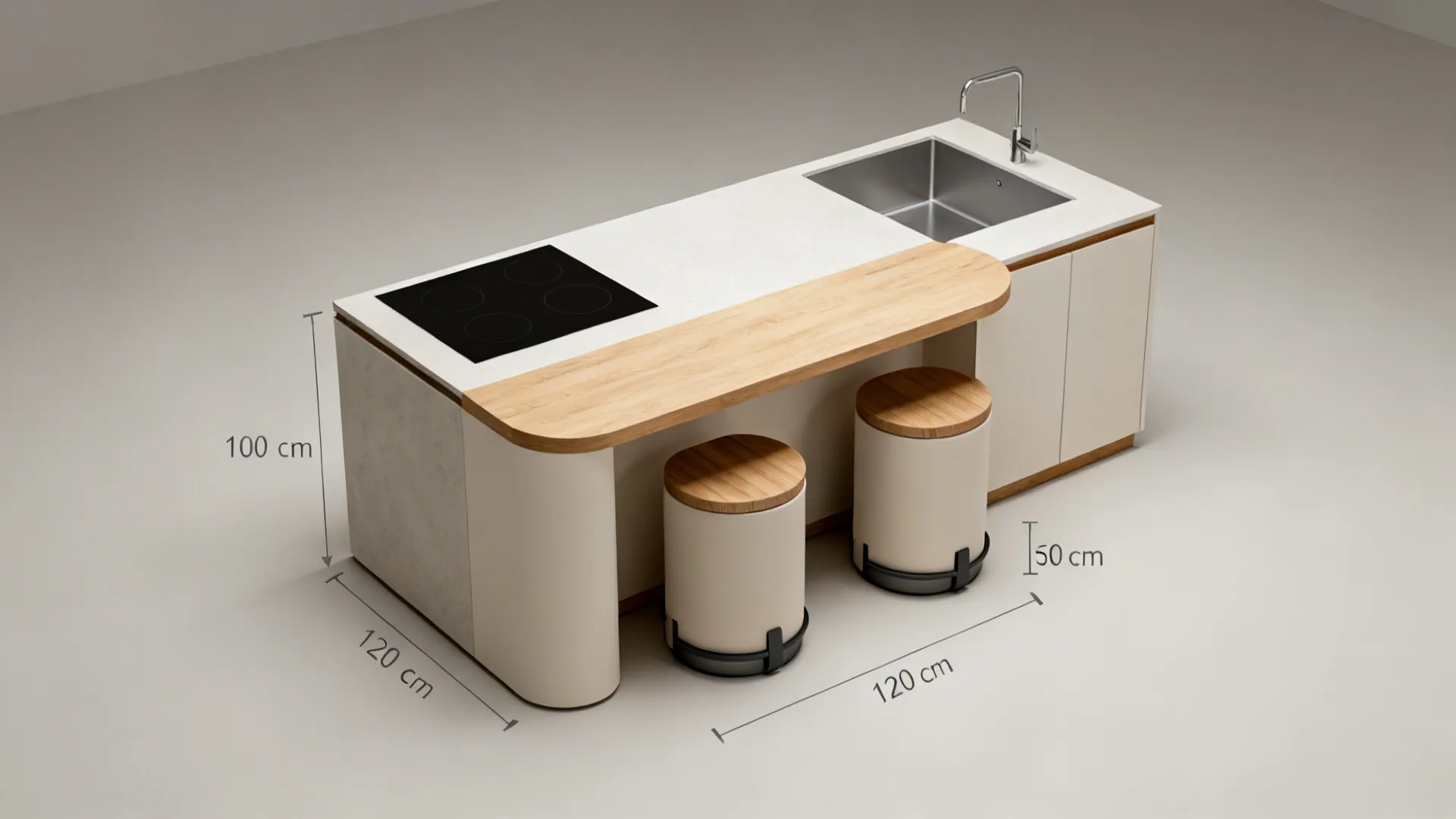 Integrated seating and multi-zone islands (even in tight footprints)
