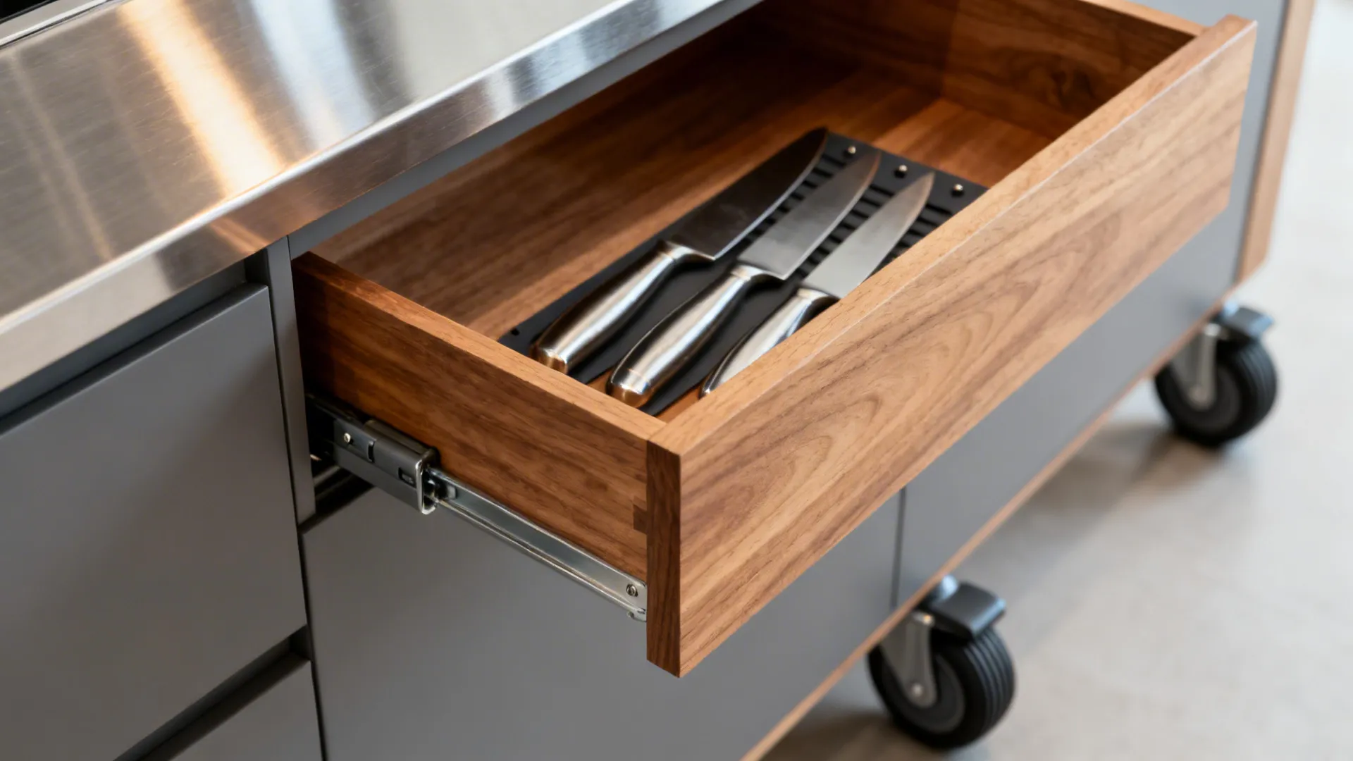 1) Slim Rolling Island with Hidden Storage