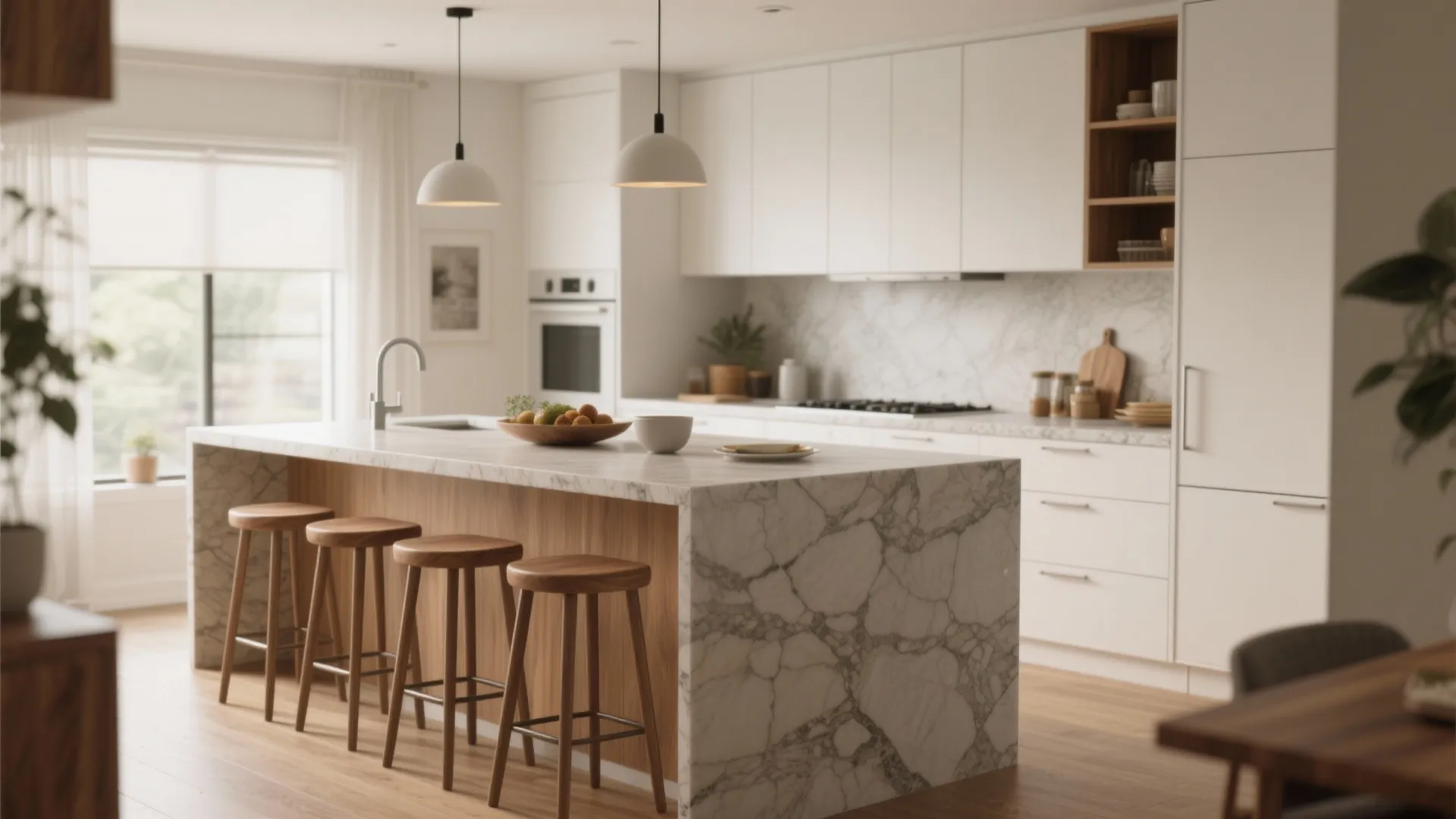 1. Combine the prep island with the dining table