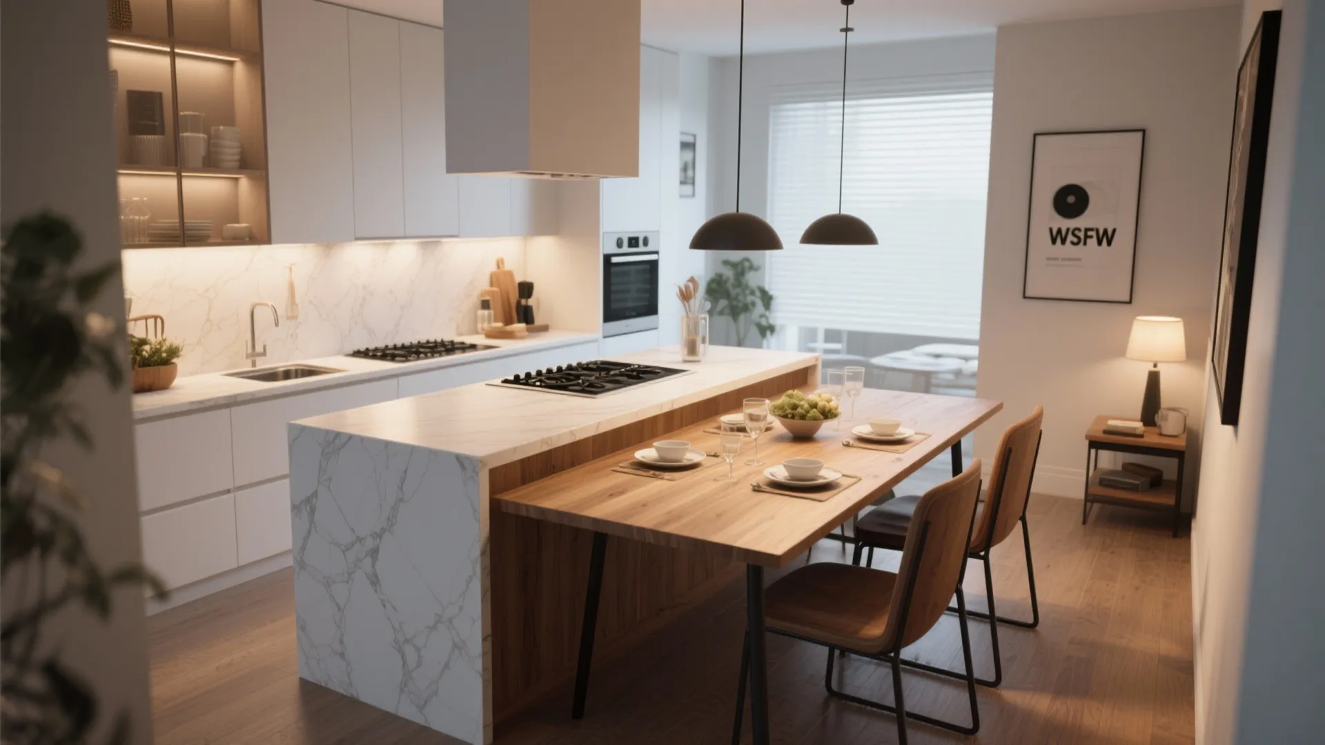 Island with Dining Extension