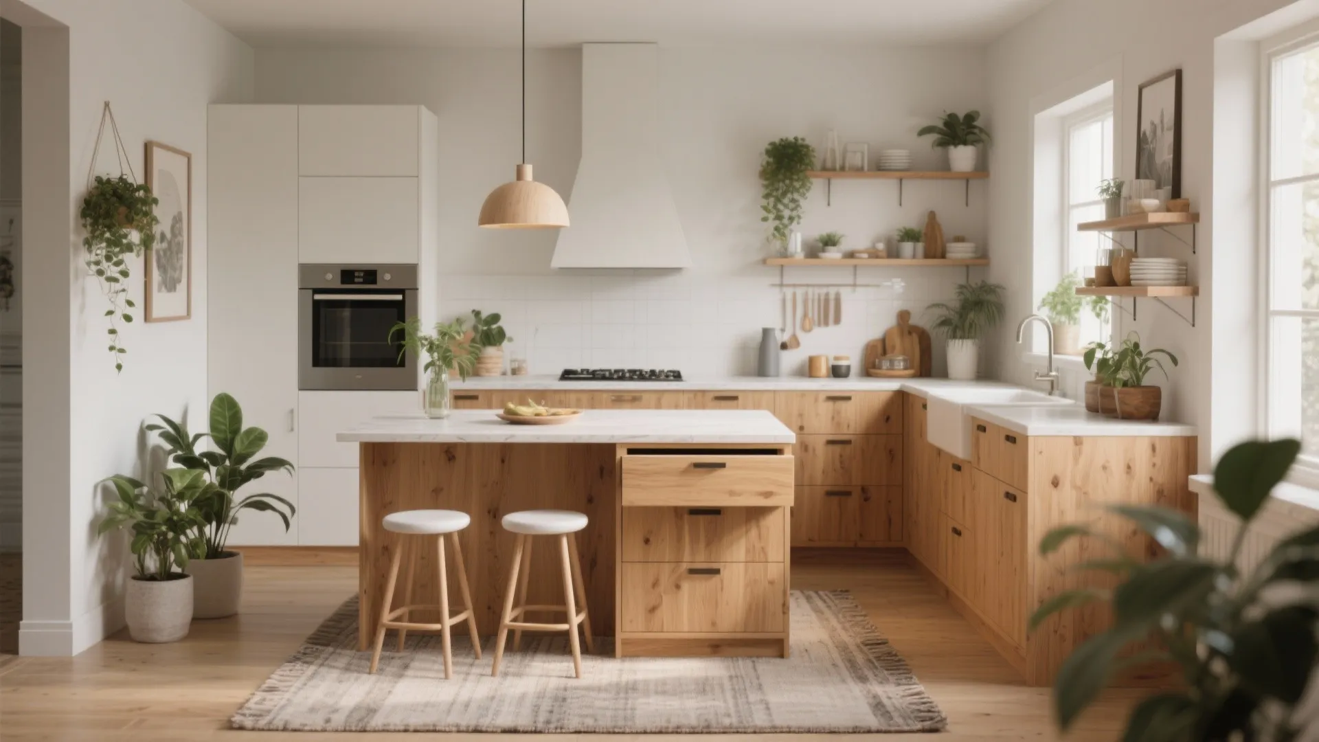 4. Integrate multifunctional islands and dining nooks